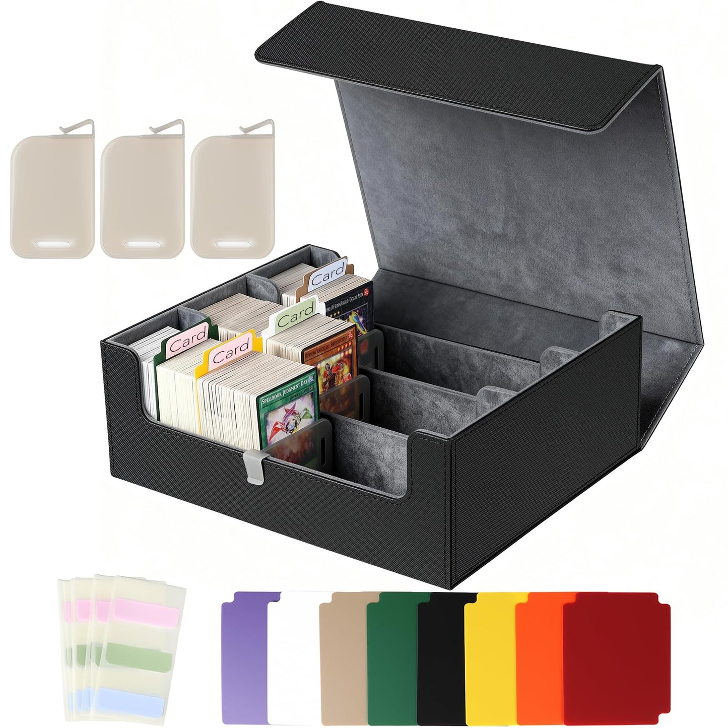 Shintop Card Storage Box – 1800+ Cards, Magnetic Closure, 24 Dividers, 30 Labels, 3 Supports