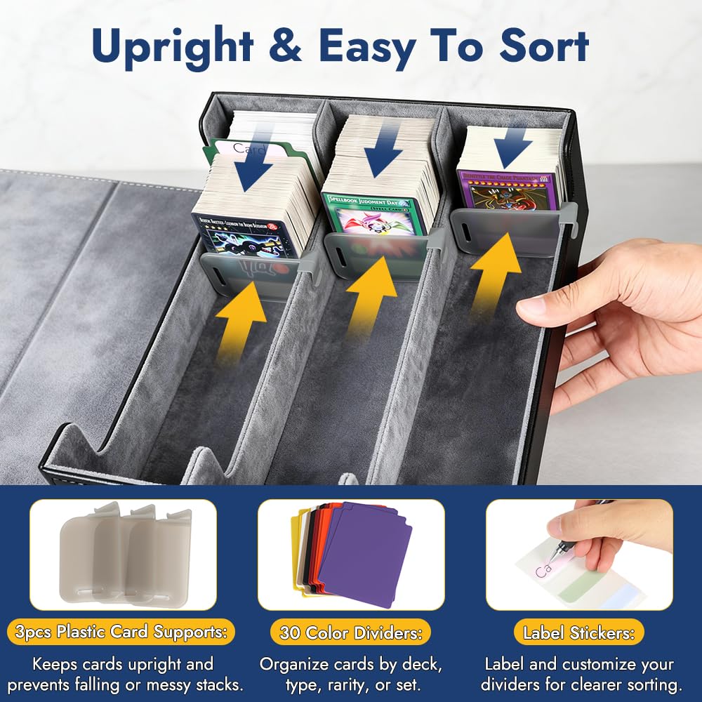 Shintop Card Storage Box – 1800+ Cards, Magnetic Closure, 24 Dividers, 30 Labels, 3 Supports
