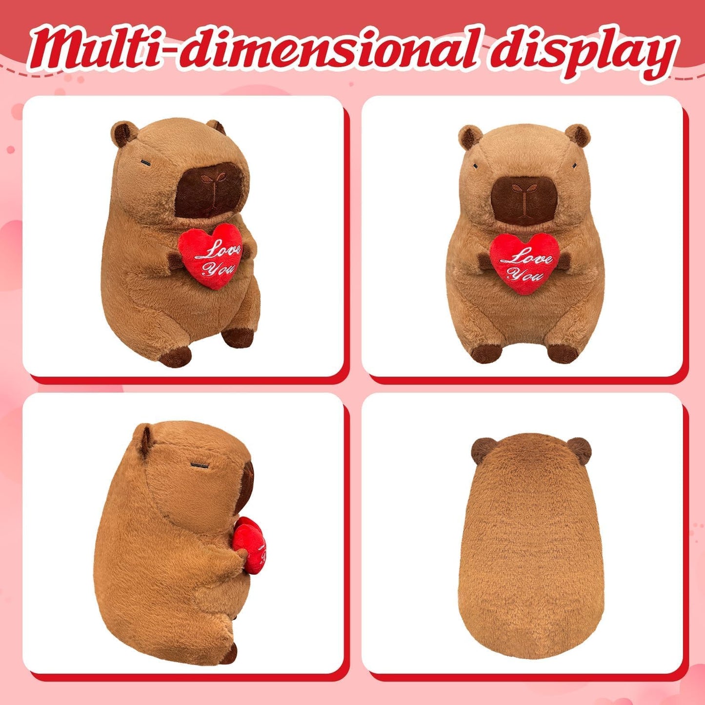 SHINUOER 12-Inch Capybara Plush with Red Heart – Cute Valentine’s Day Gift & Decor