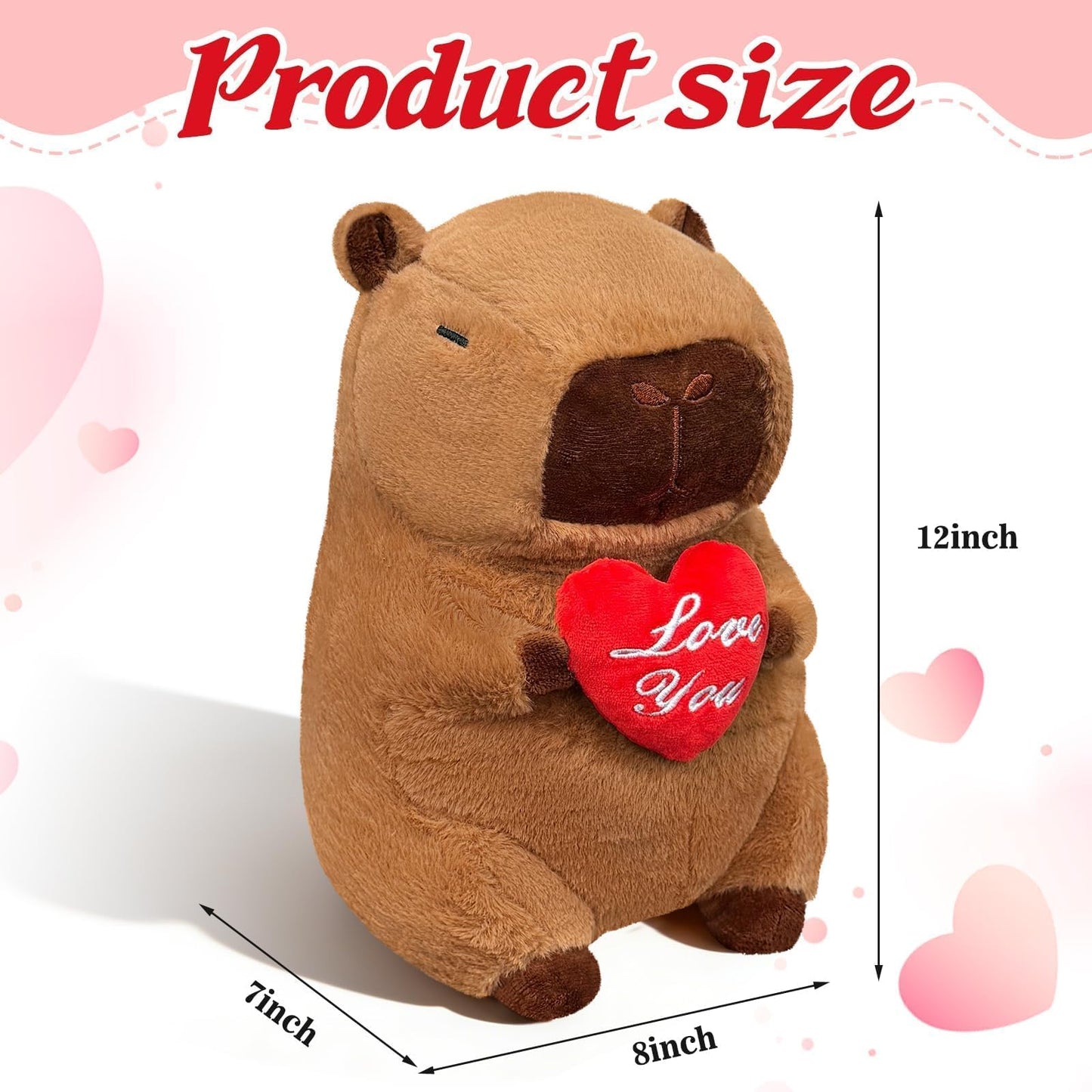 SHINUOER 12-Inch Capybara Plush with Red Heart – Cute Valentine’s Day Gift & Decor