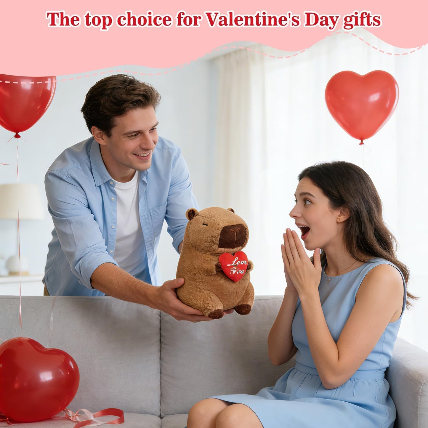 SHINUOER 12-Inch Capybara Plush with Red Heart – Cute Valentine’s Day Gift & Decor