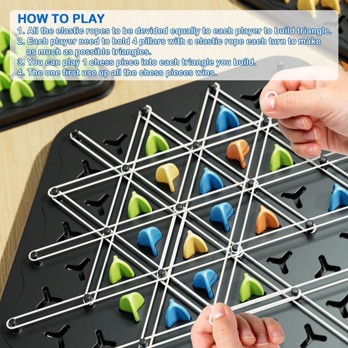 SHINXIN Chain Triangle Chess Game — Geometric Strategy Board Game for 2–4 Players