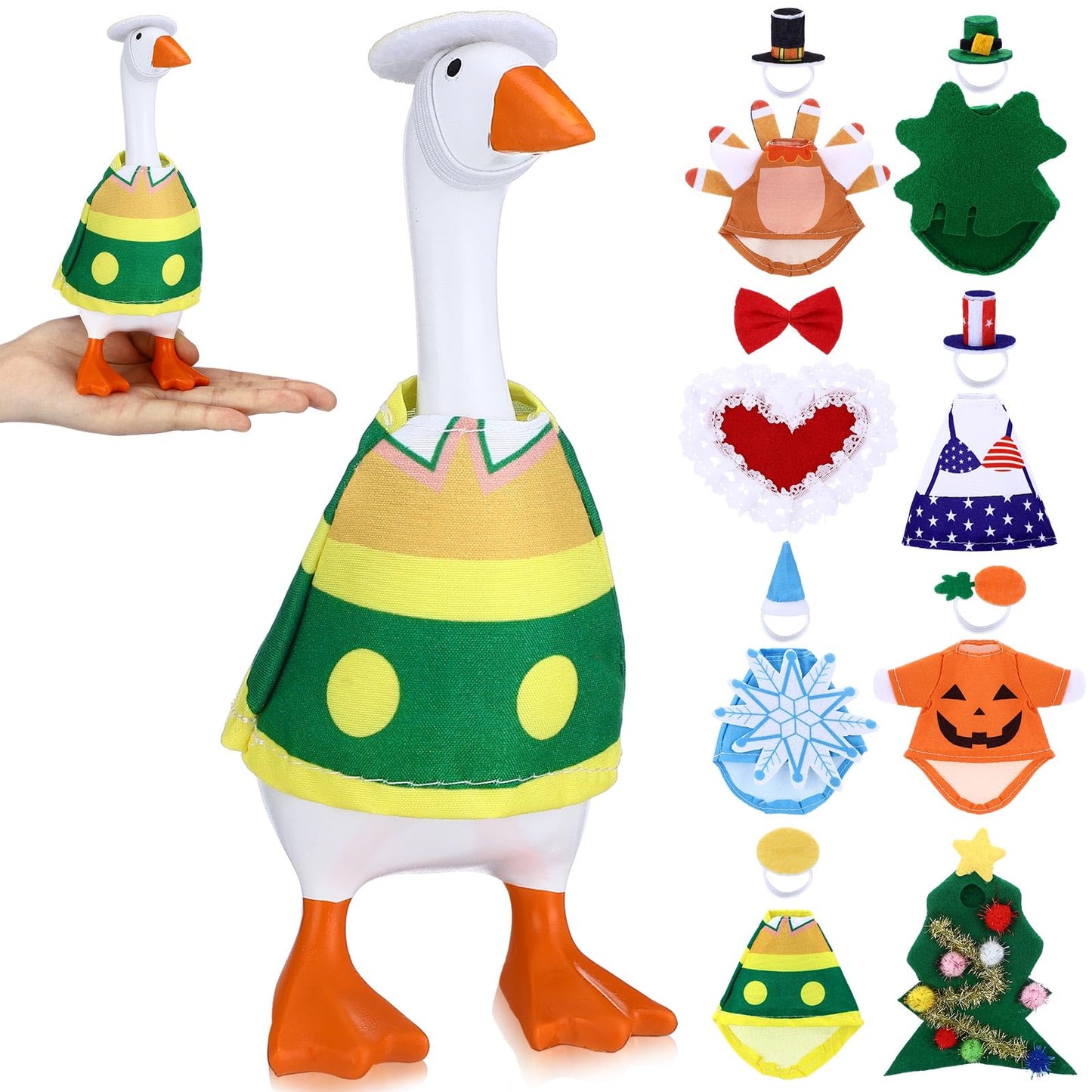 Shinylin 8-Set 7-Inch St Patrick’s Desk Goose Costumes – Festive Mini Porch Geese