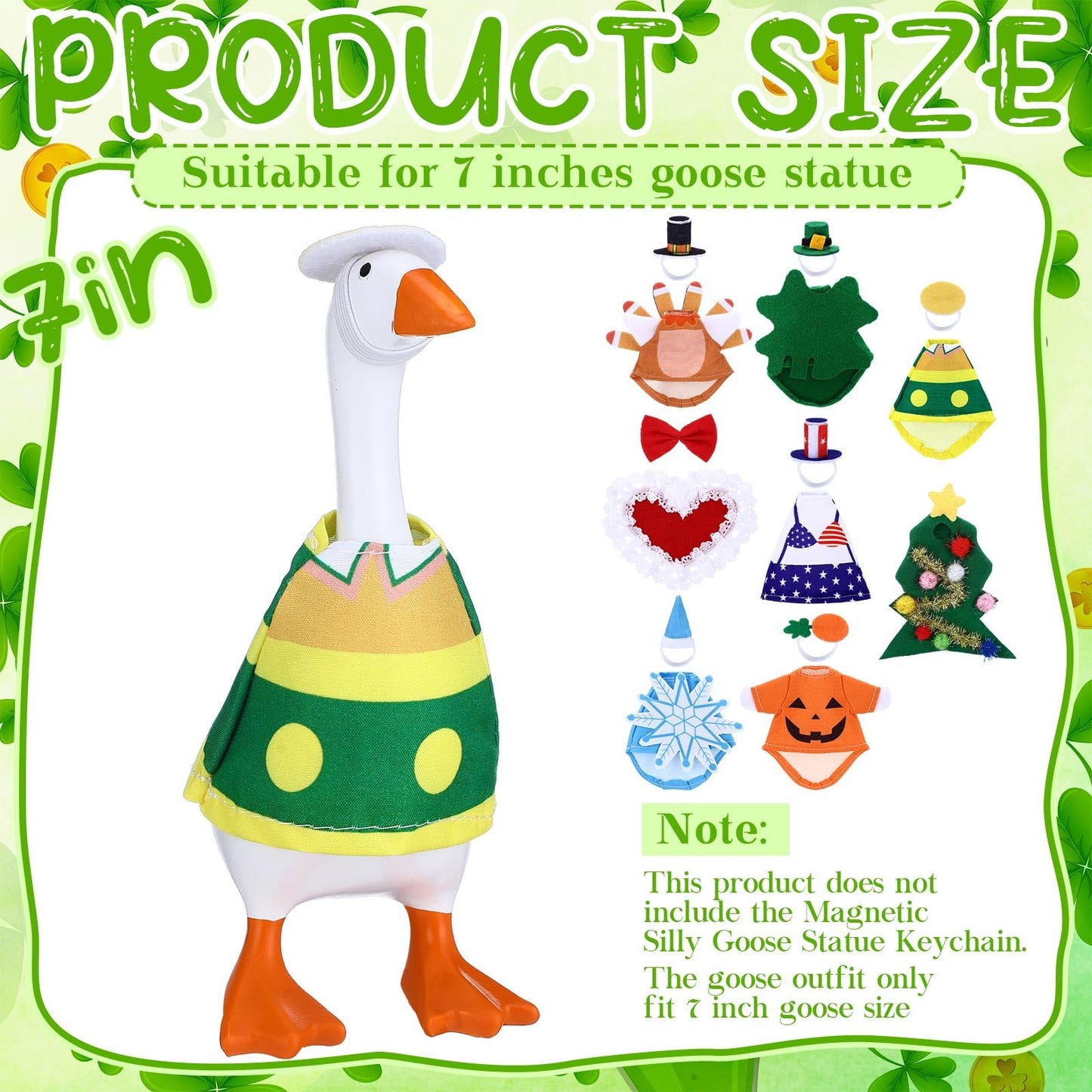 Shinylin 8-Set 7-Inch St Patrick’s Desk Goose Costumes – Festive Mini Porch Geese
