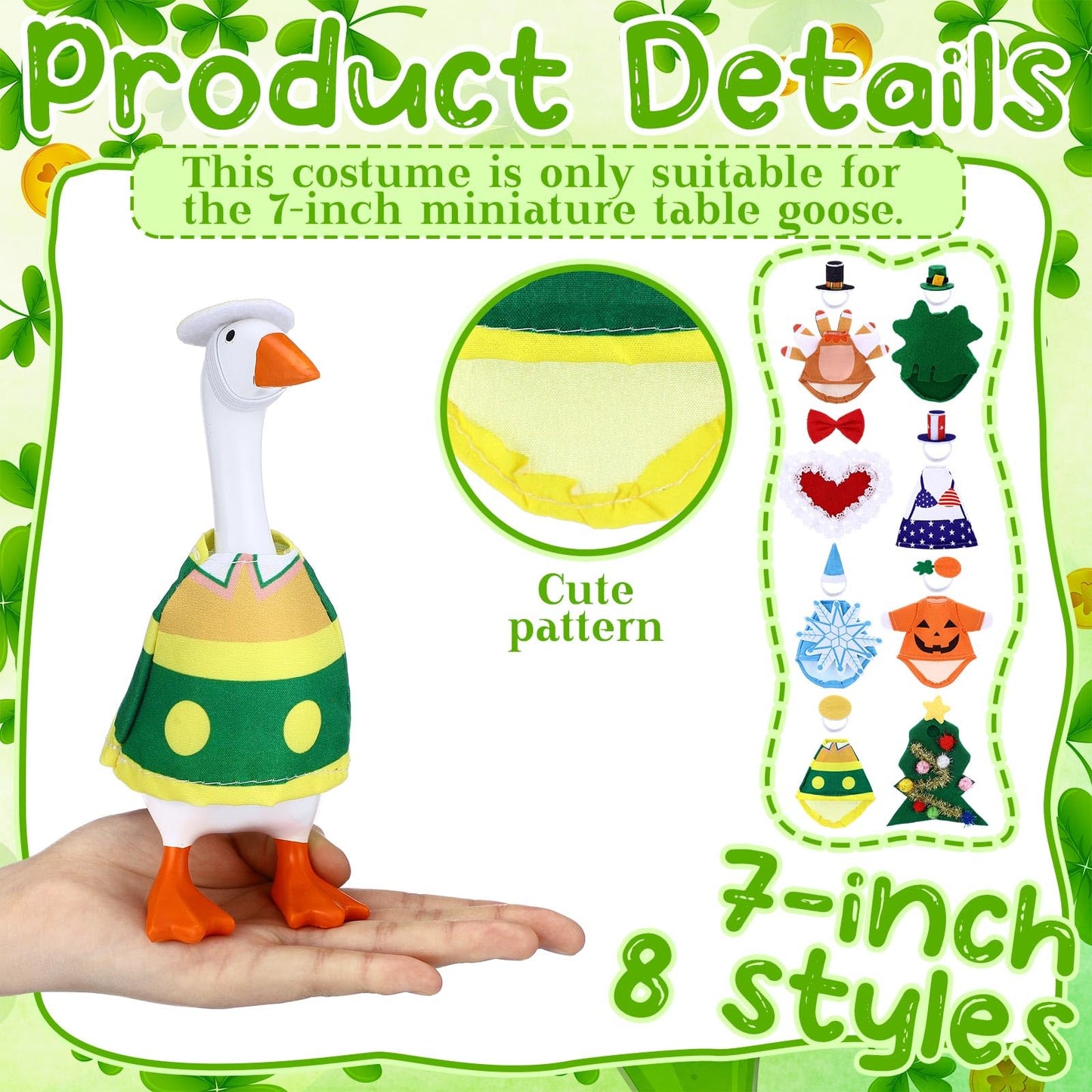 Shinylin 8-Set 7-Inch St Patrick’s Desk Goose Costumes – Festive Mini Porch Geese