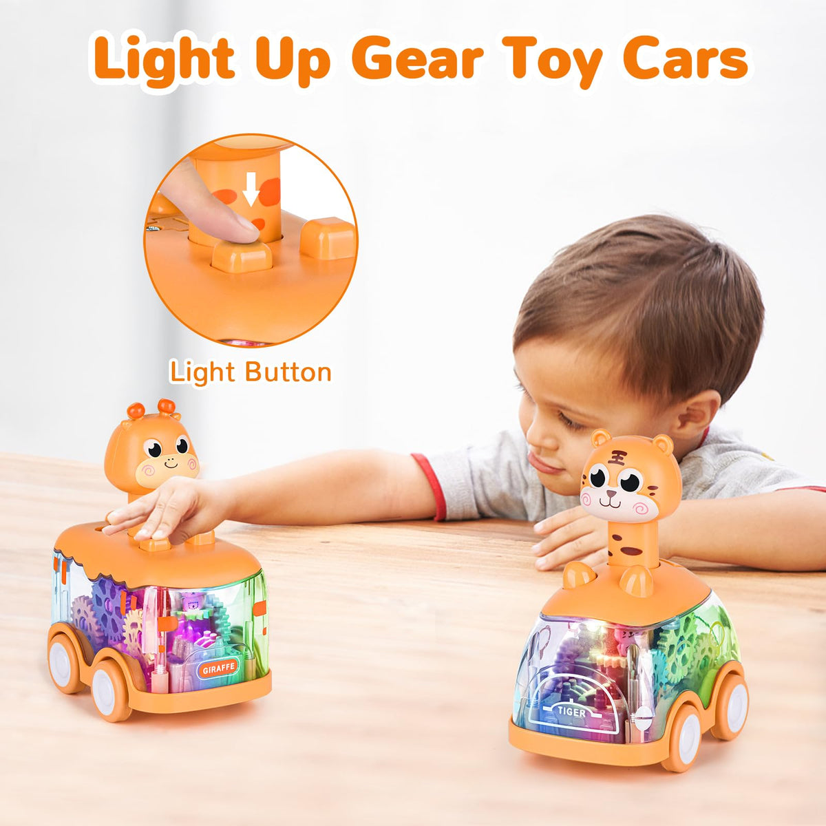 ShinySong Press and Go Baby Toy Cars – Giraffe & Tiger Lights