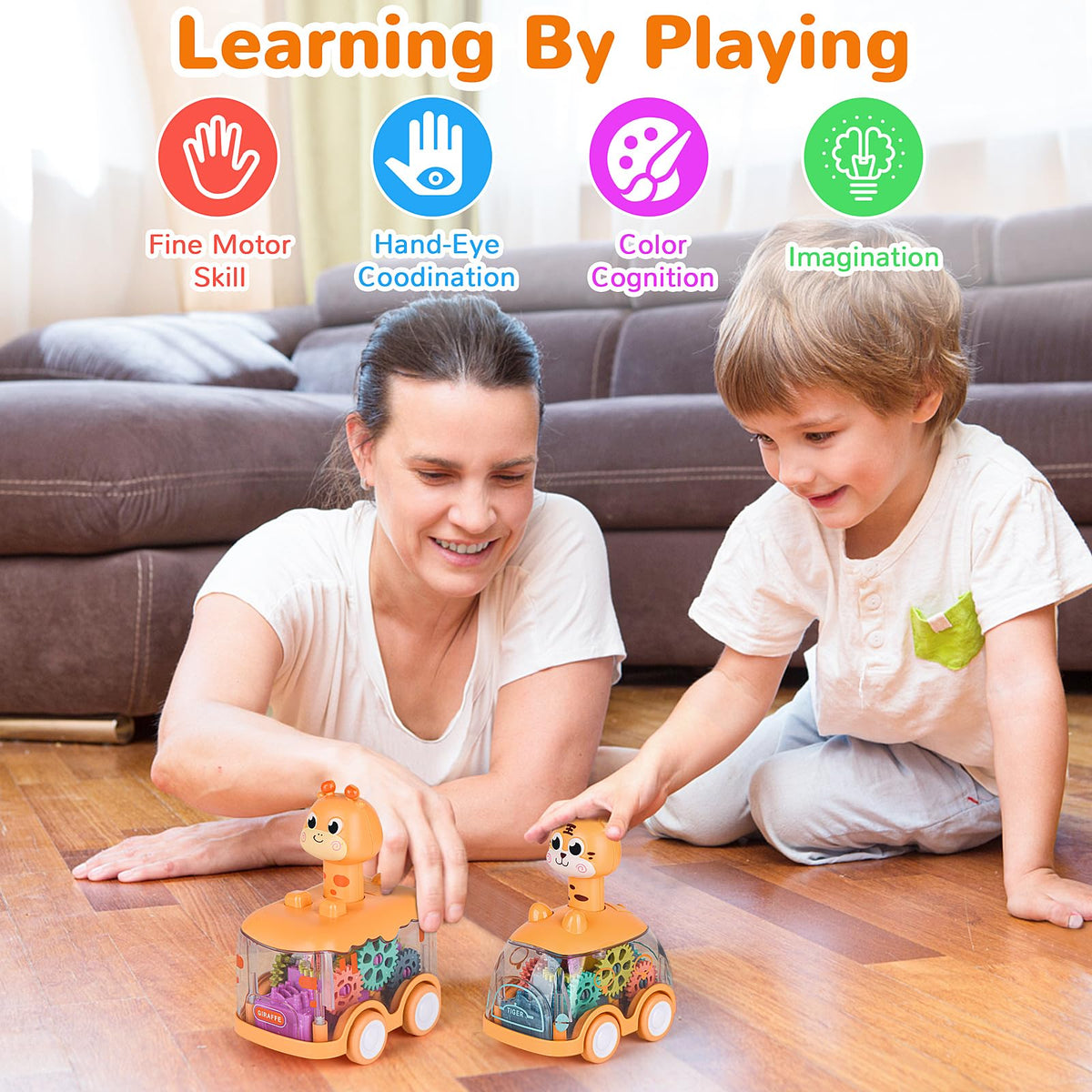 ShinySong Press and Go Baby Toy Cars – Giraffe & Tiger Lights