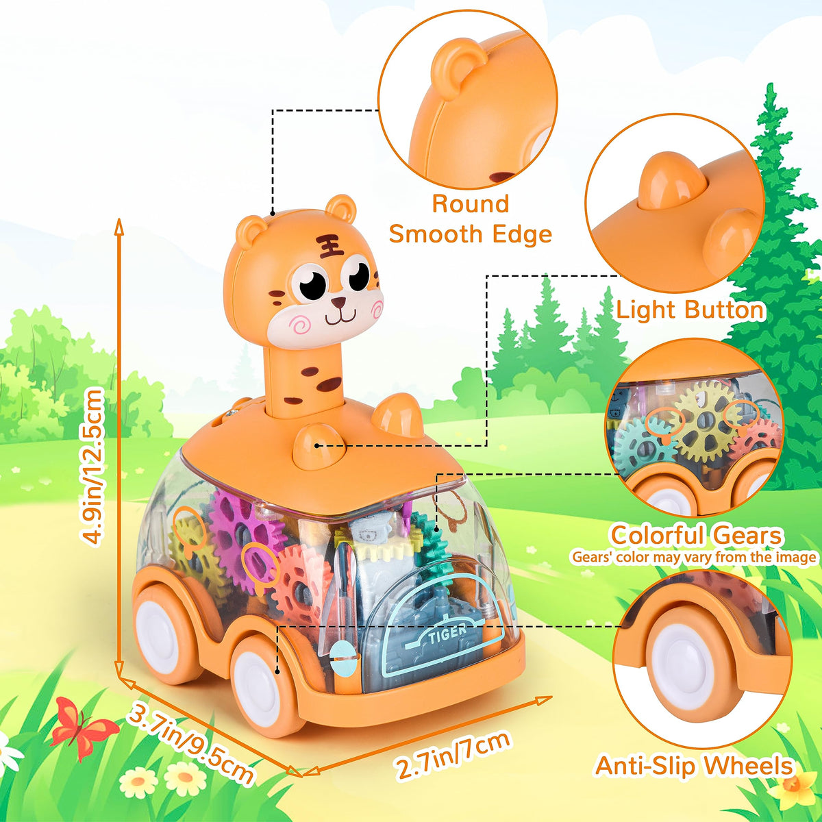 ShinySong Press and Go Baby Toy Cars – Giraffe & Tiger Lights