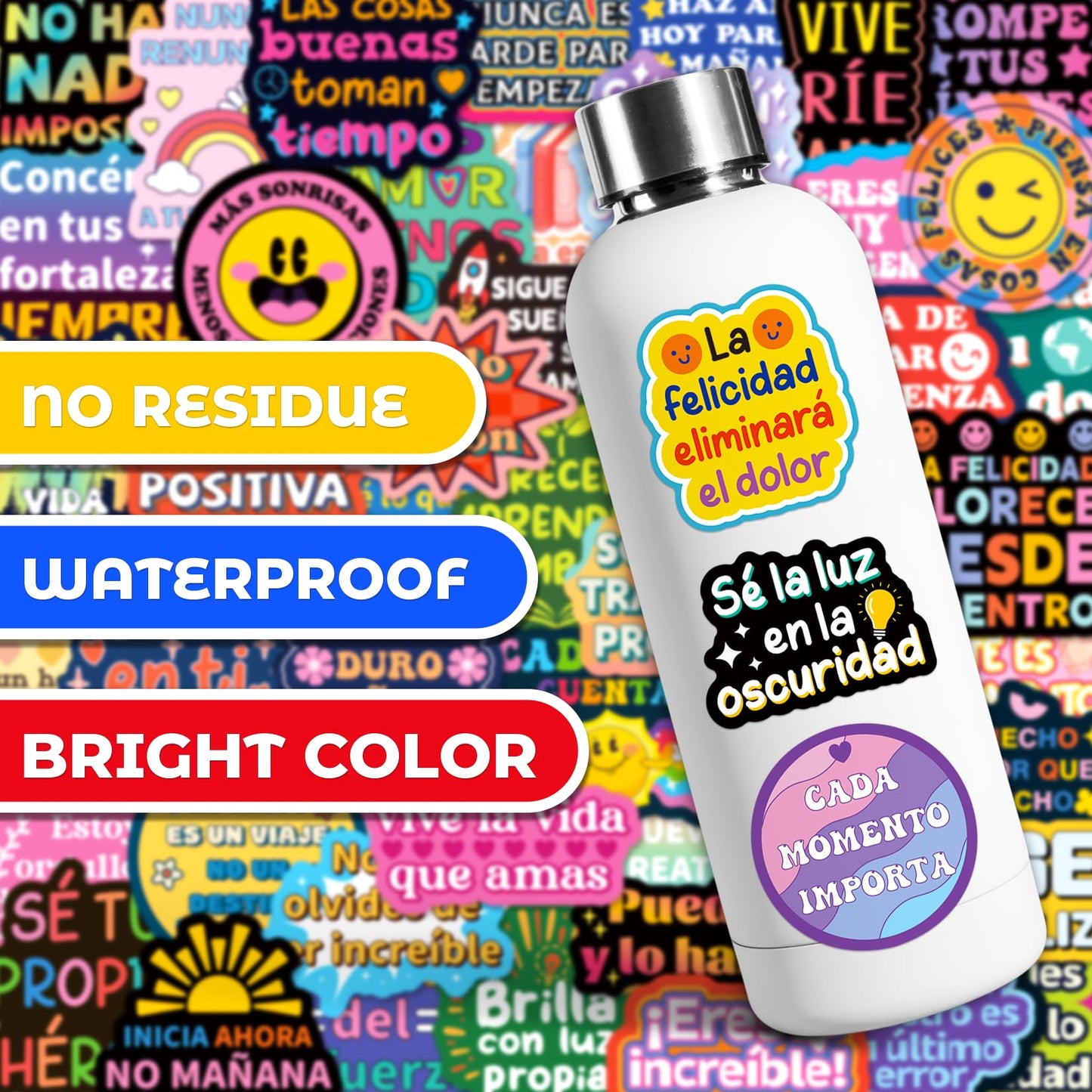 Shizvaeus 200PCS Spanish Inspirational Stickers – Motivational Positive Affirmations for Kids, Teens & Students
