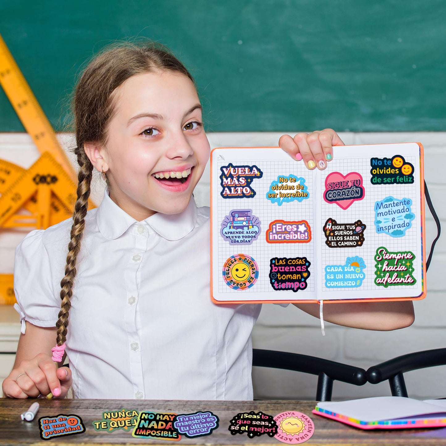 Shizvaeus 200PCS Spanish Inspirational Stickers – Motivational Positive Affirmations for Kids, Teens & Students
