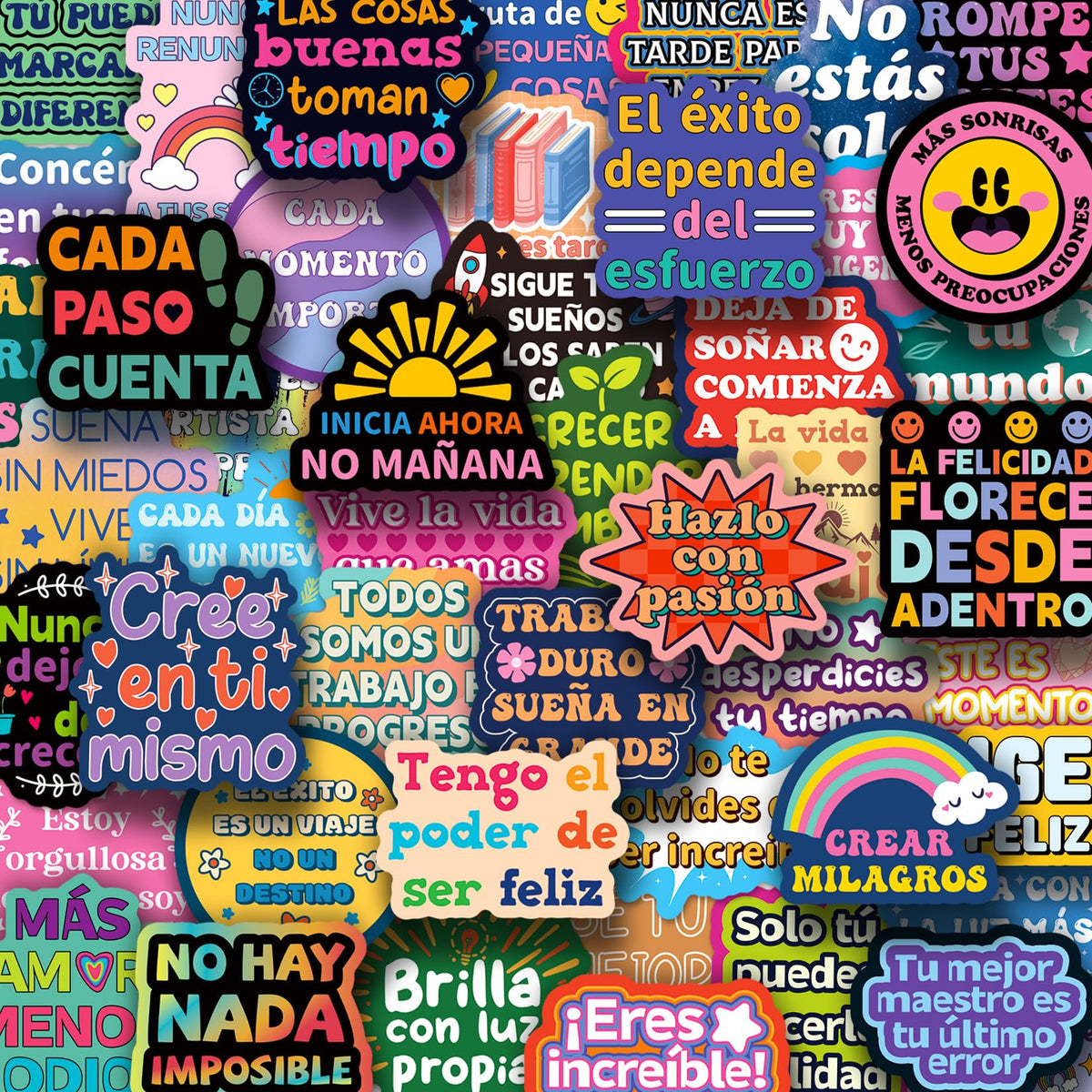 Shizvaeus 200PCS Spanish Inspirational Stickers – Motivational Positive Affirmations for Kids, Teens & Students