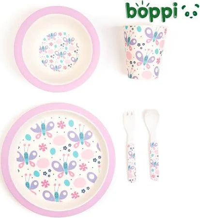 boppi Toddler Feeding Dinner Picnic Set 5-Piece Tableware - Butterflies