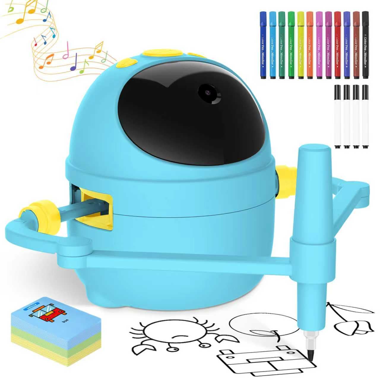 Shovira Drawing Robot for Kids – Card-Sensing Camera, 150 Cards, 17 Markers, Voice Guide