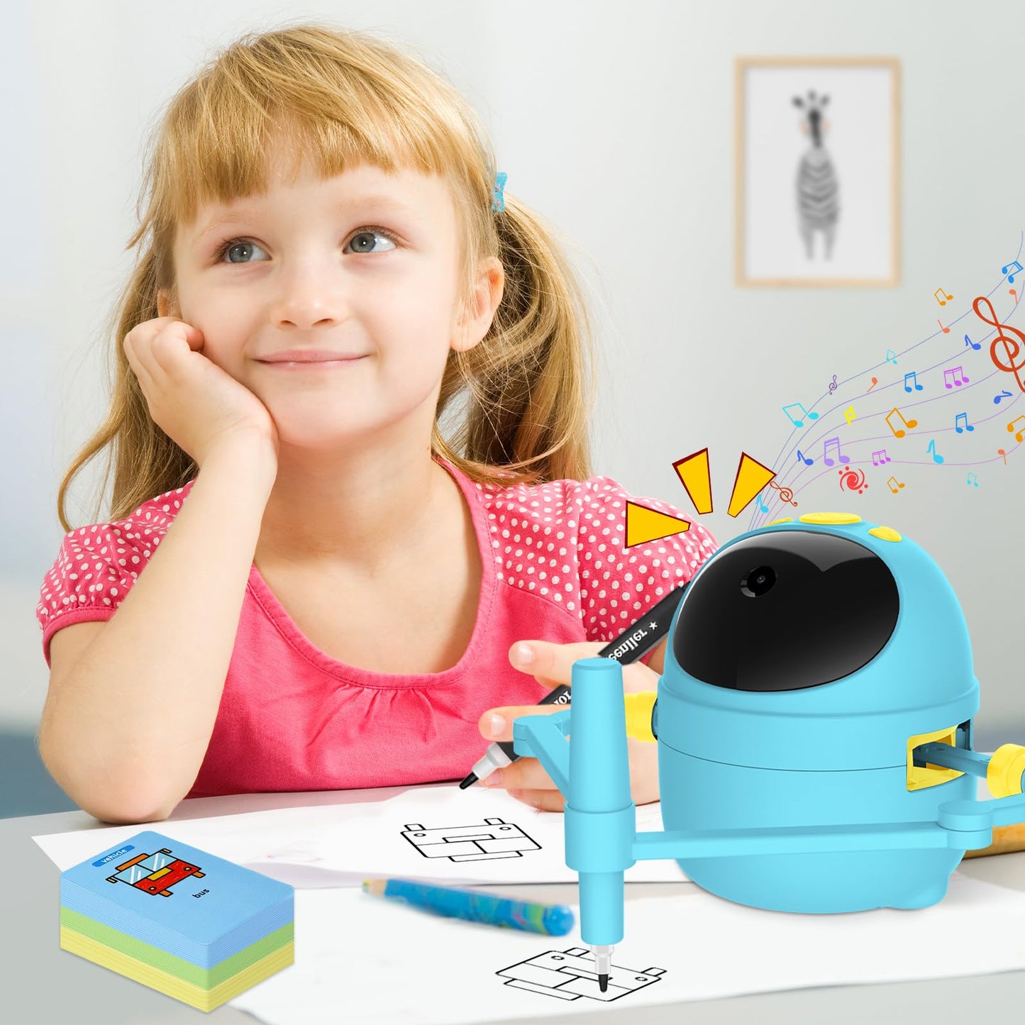 Shovira Drawing Robot for Kids – Card-Sensing Camera, 150 Cards, 17 Markers, Voice Guide