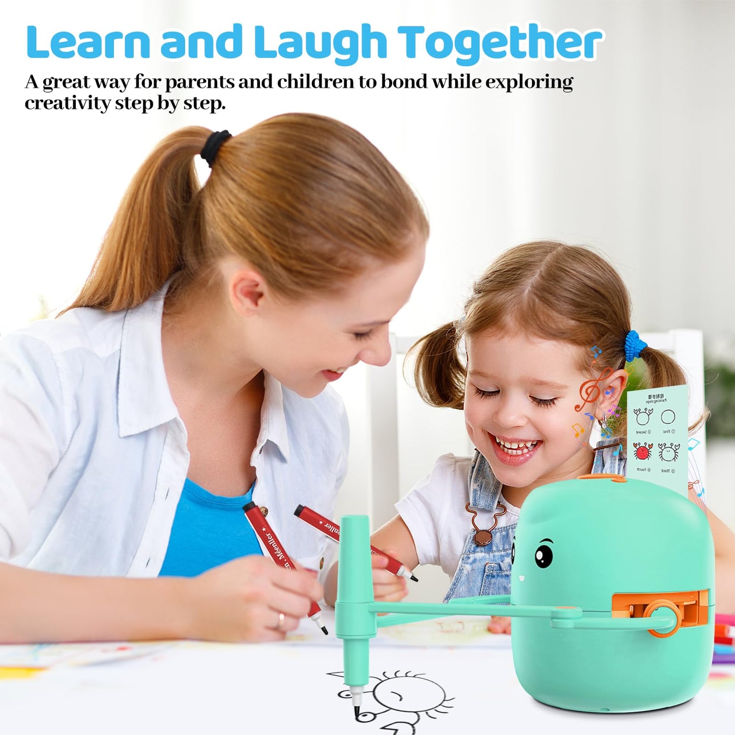 Shovira Drawing Robot for Kids – Step-by-Step Art, 150 Cards & 17 Colorful Pens