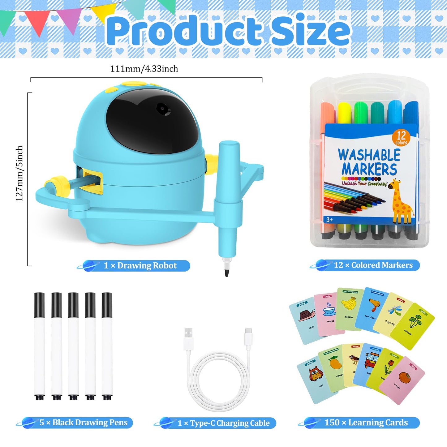 Shovira Drawing Robot for Kids – Card-Sensing Camera, 150 Cards, 17 Markers, Voice Guide