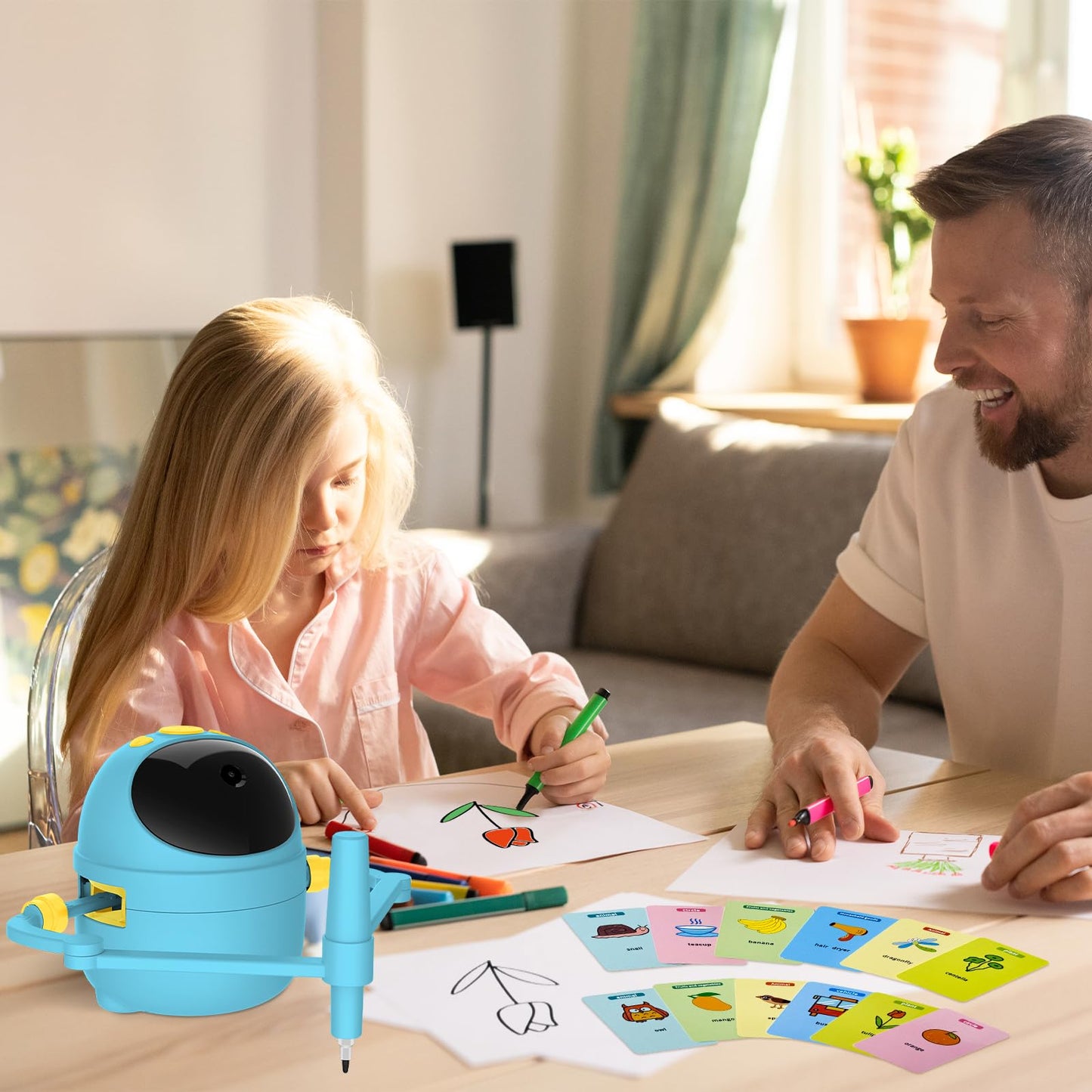 Shovira Drawing Robot for Kids – Card-Sensing Camera, 150 Cards, 17 Markers, Voice Guide