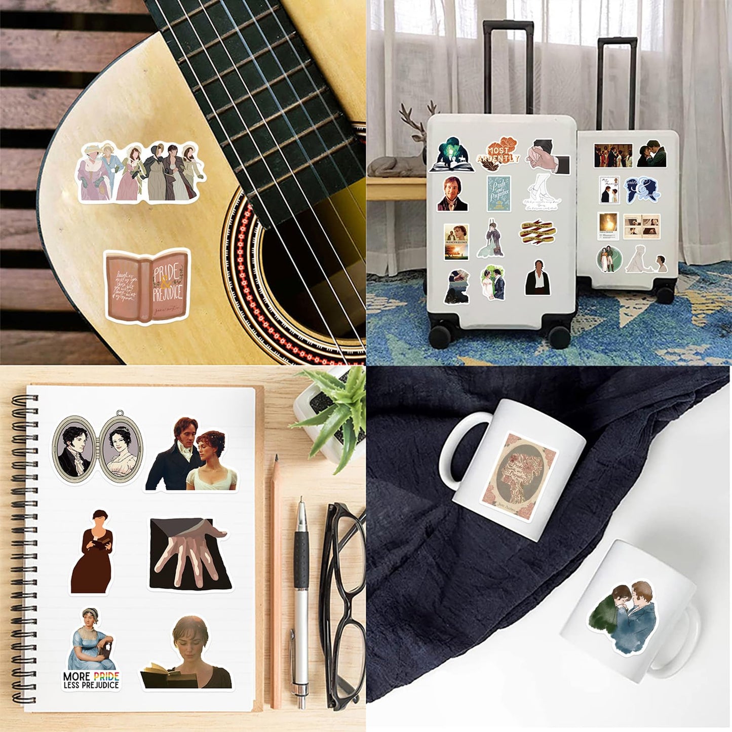 SHOWSUP Pride and Prejudice Stickers – 50 Waterproof Vinyl Decals for Laptops, Water Bottles & More