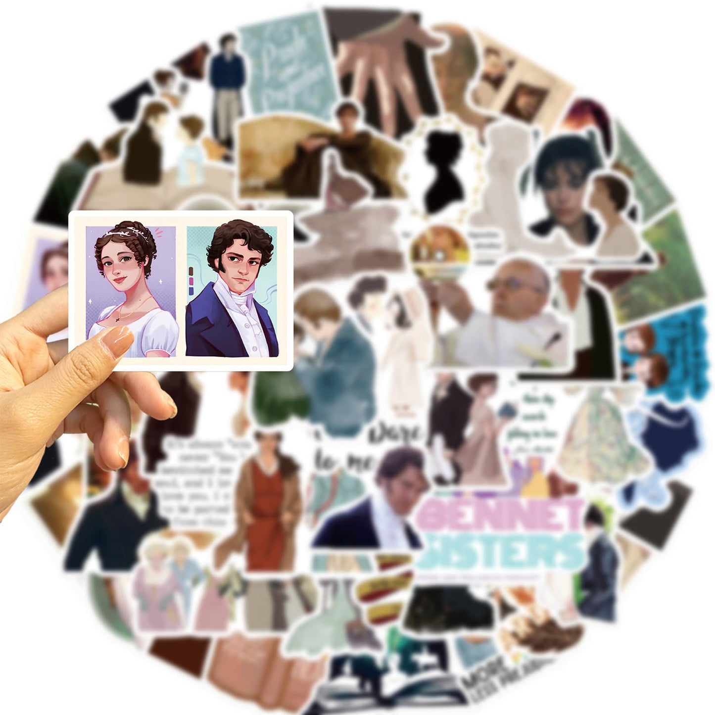 SHOWSUP Pride and Prejudice Stickers – 50 Waterproof Vinyl Decals for Laptops, Water Bottles & More
