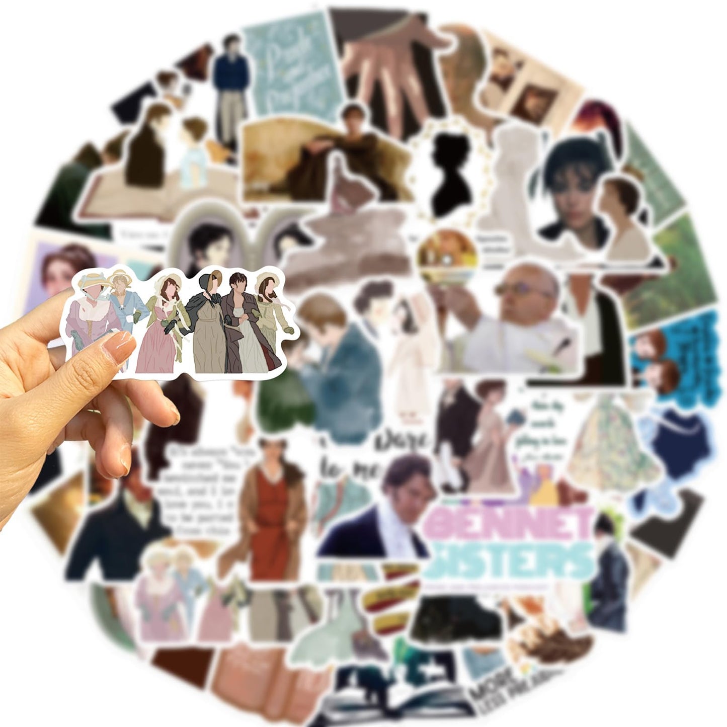 SHOWSUP Pride and Prejudice Stickers – 50 Waterproof Vinyl Decals for Laptops, Water Bottles & More