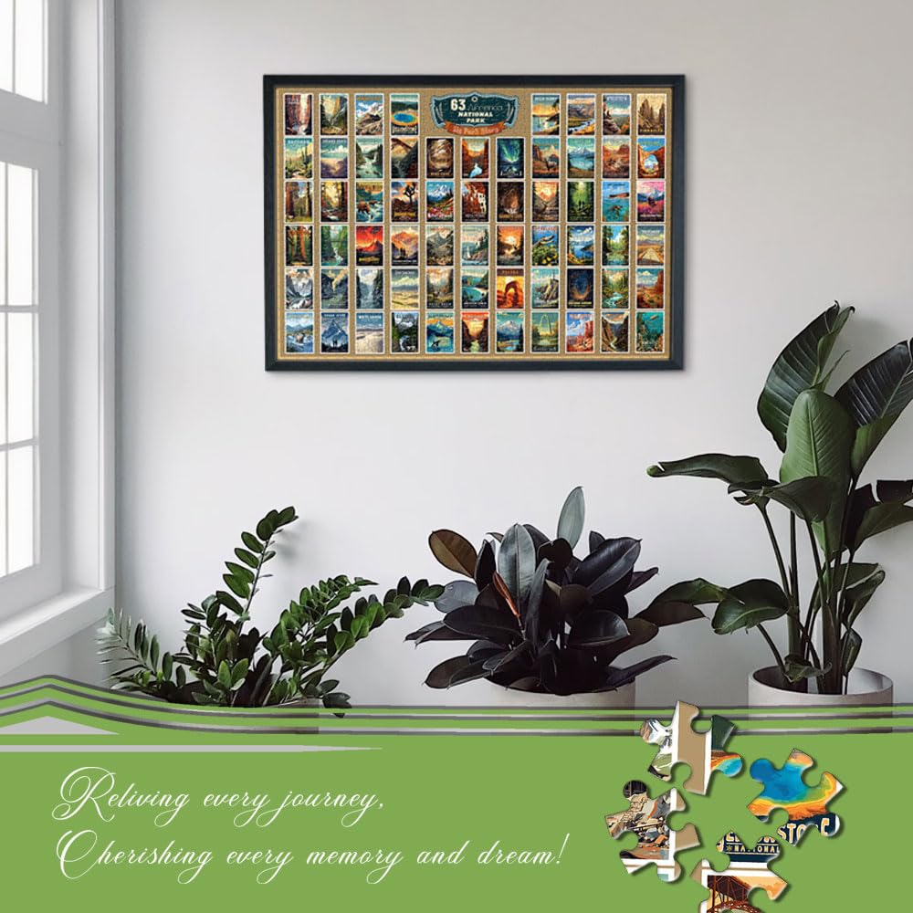 SHOXREM 1000 Piece Vintage Travel Jigsaw Puzzle | US National Parks for Adults