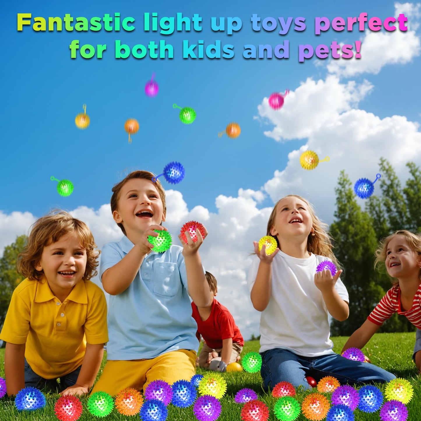 SHQDD 24PCS Light Up Ball Set — 2.2inch Flashing Bouncy Balls for Kids, Teens & Adults