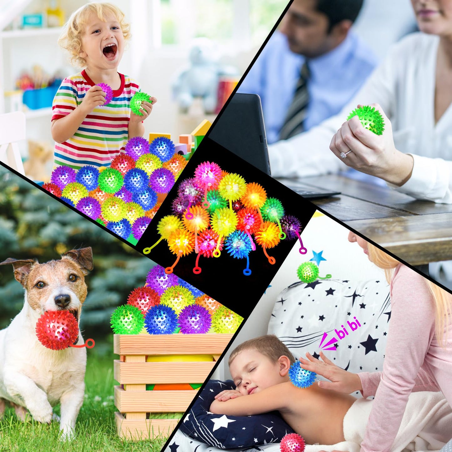 SHQDD 100PCS Light Up LED Bouncy Balls – 6 Colors, Elastic Strap, Safe Glow Toys for Kids
