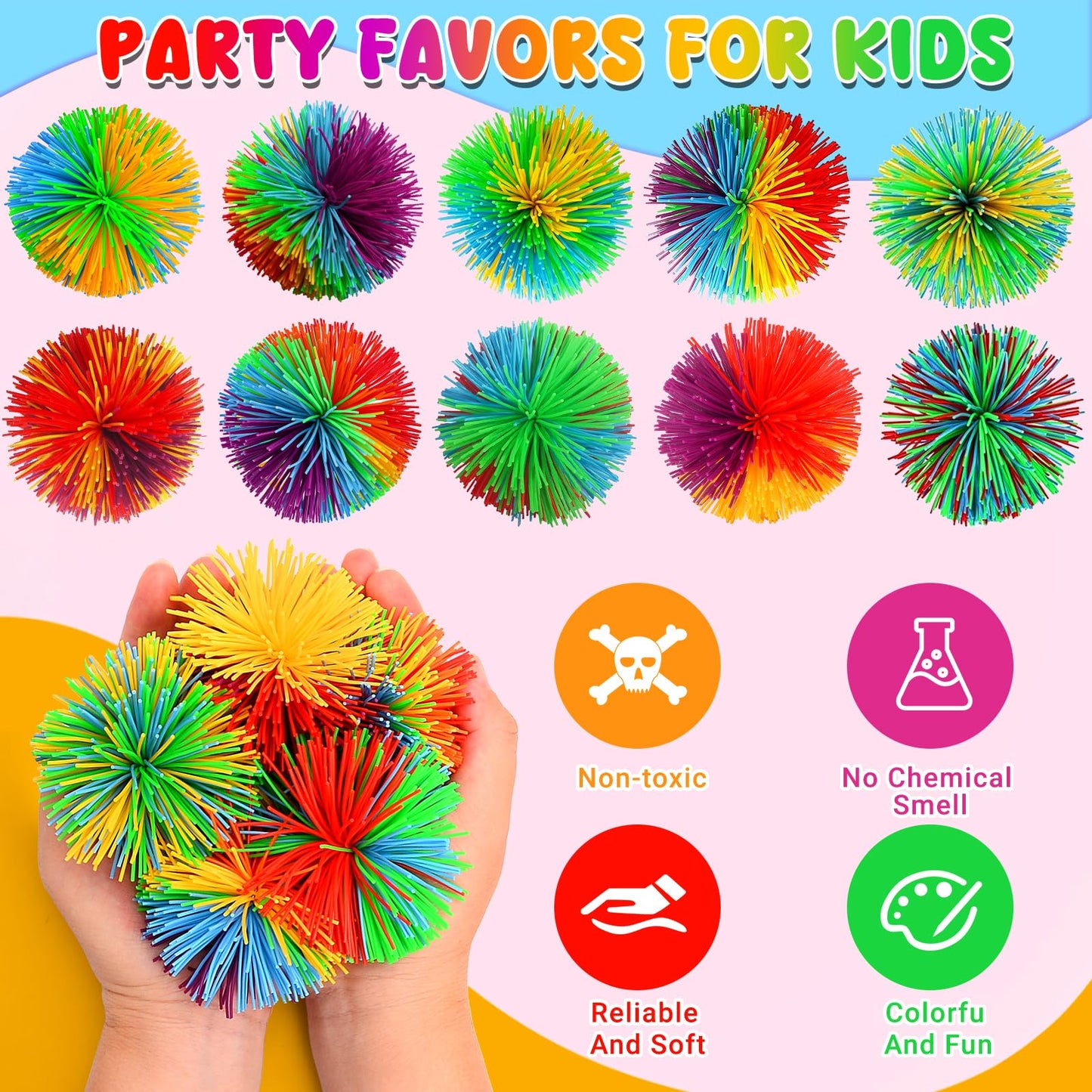 SHQDD 14PCS Stringy Balls – Rainbow Sensory Fidget Toys for Kids | Colorful, Durable Stress Balls & Stocking Stuffers