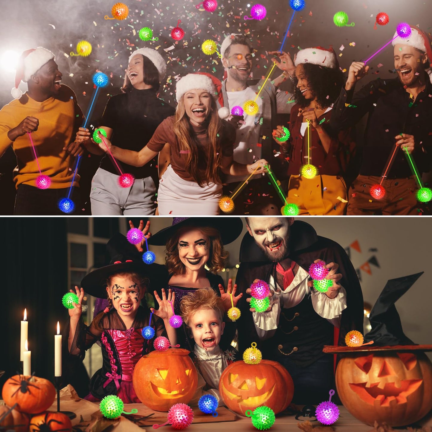 SHQDD 24PCS Light Up Ball Set — 2.2inch Flashing Bouncy Balls for Kids, Teens & Adults