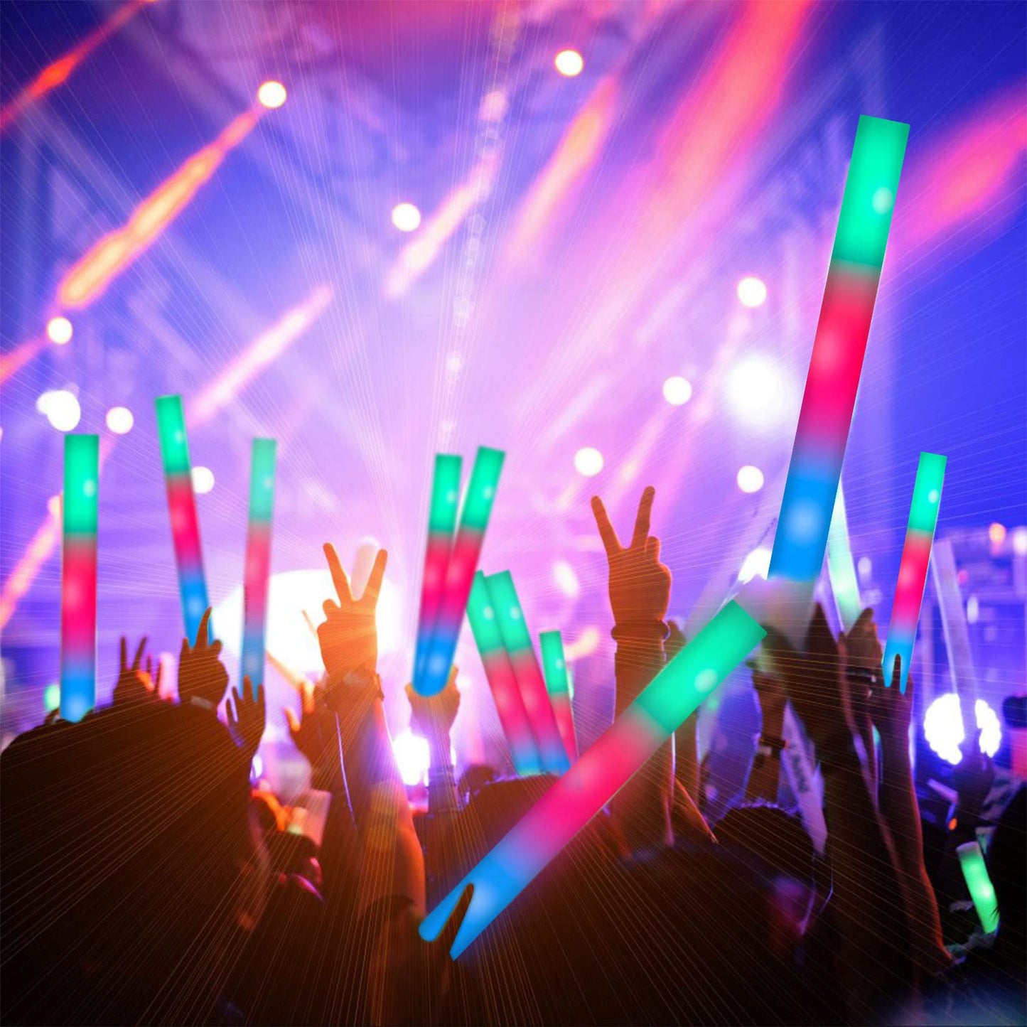 SHQDD 105PCS LED Foam Glow Sticks – 3 Modes, Glow in the Dark Party Pack