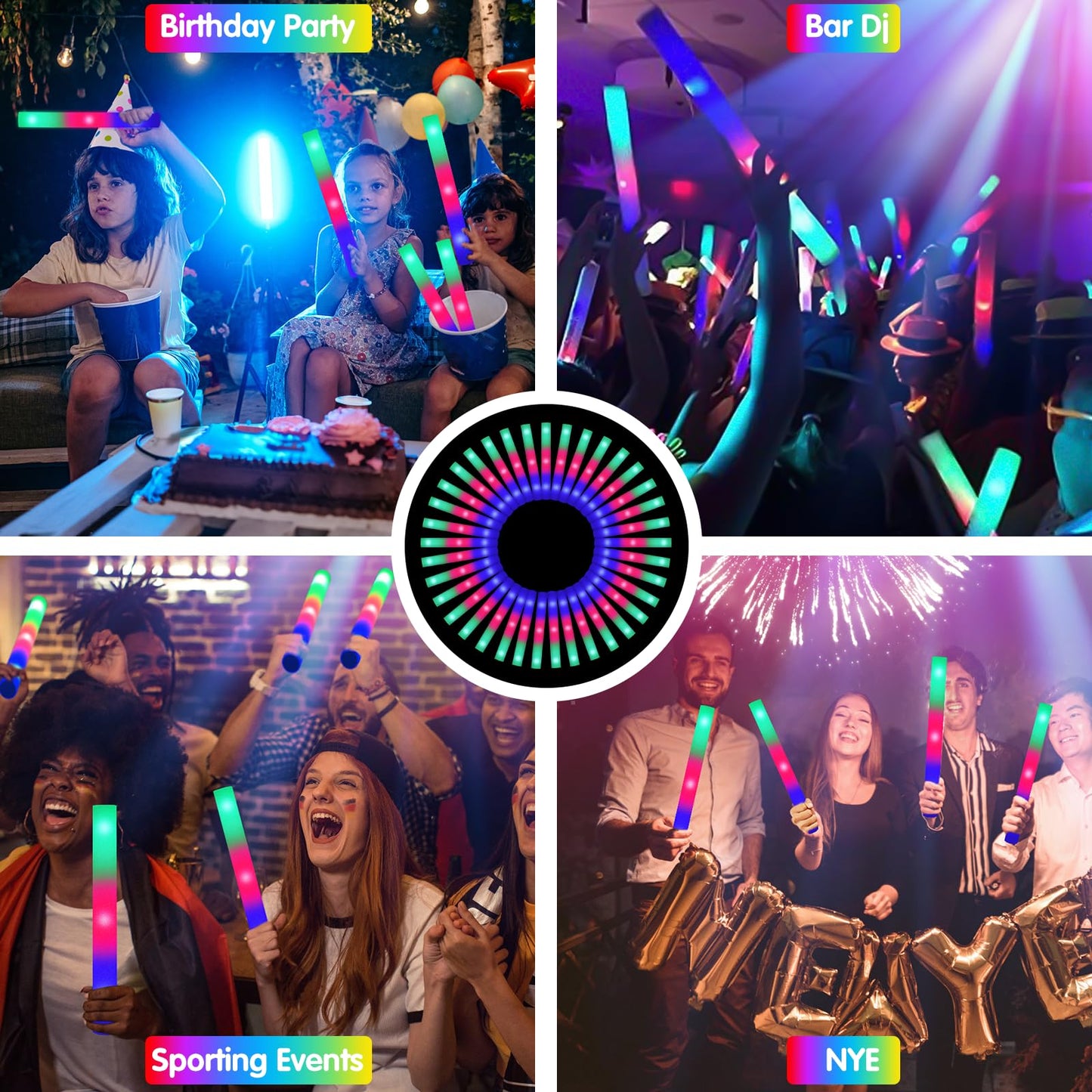 SHQDD 28PCS LED Foam Glow Sticks – 3 Modes, Colorful Glow for Parties