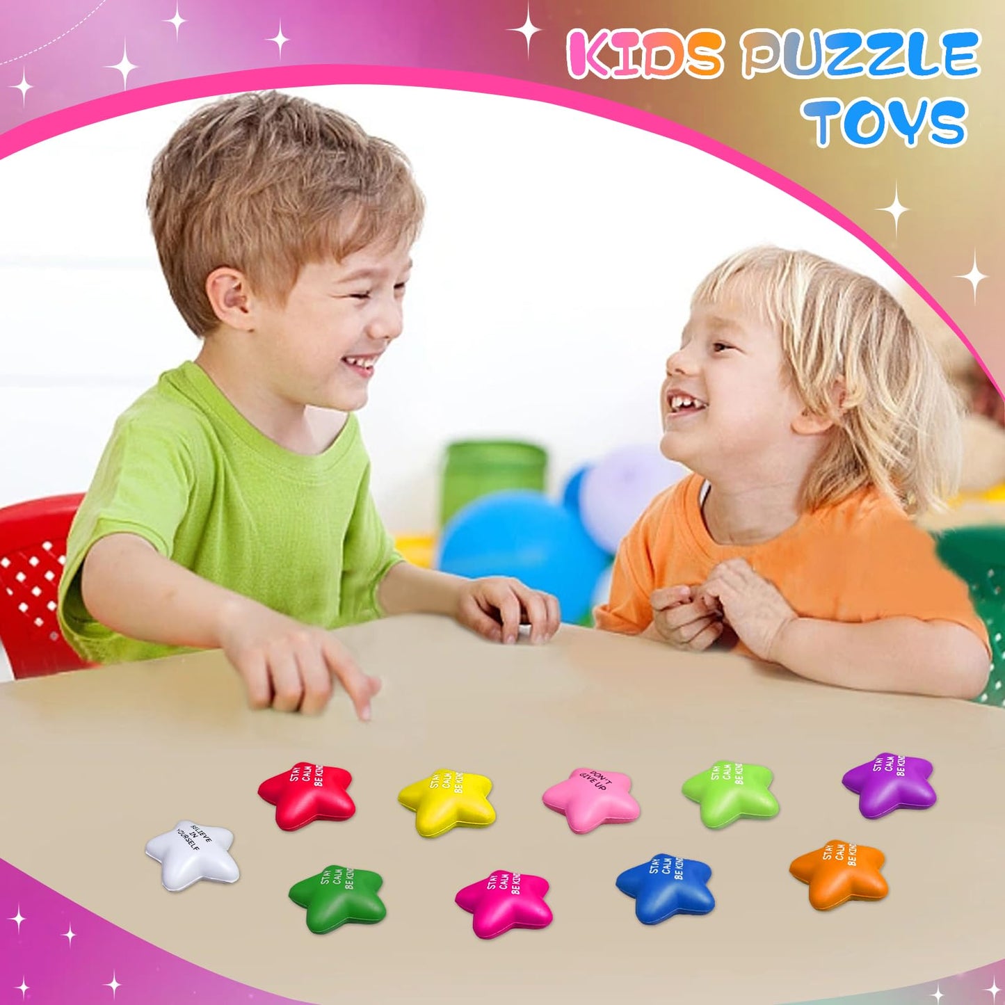 SHQDD 100PCS Bulk Star Stress Balls – Motivational Fidget Toys for Adults & Kids