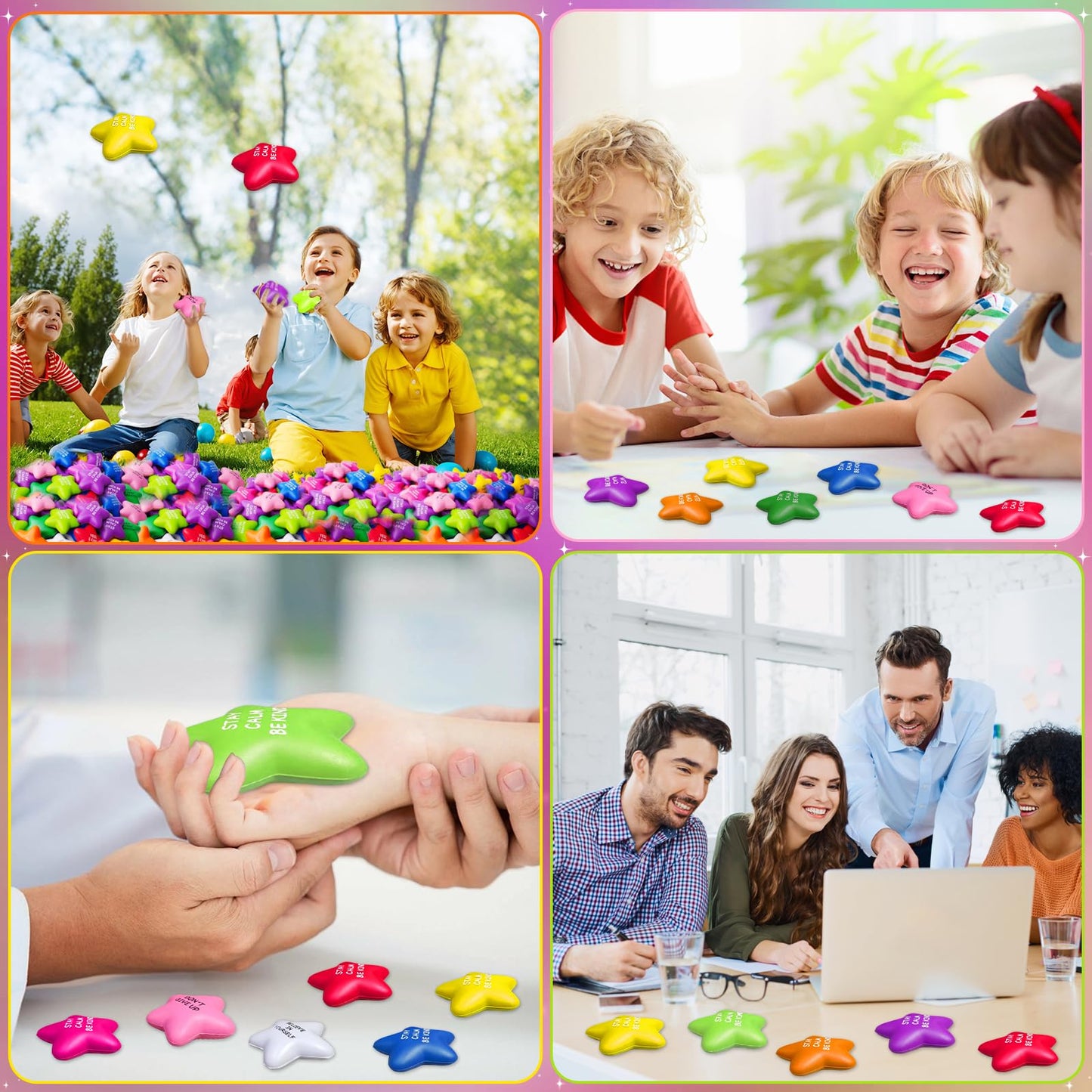 SHQDD 100PCS Bulk Star Stress Balls – Motivational Fidget Toys for Adults & Kids