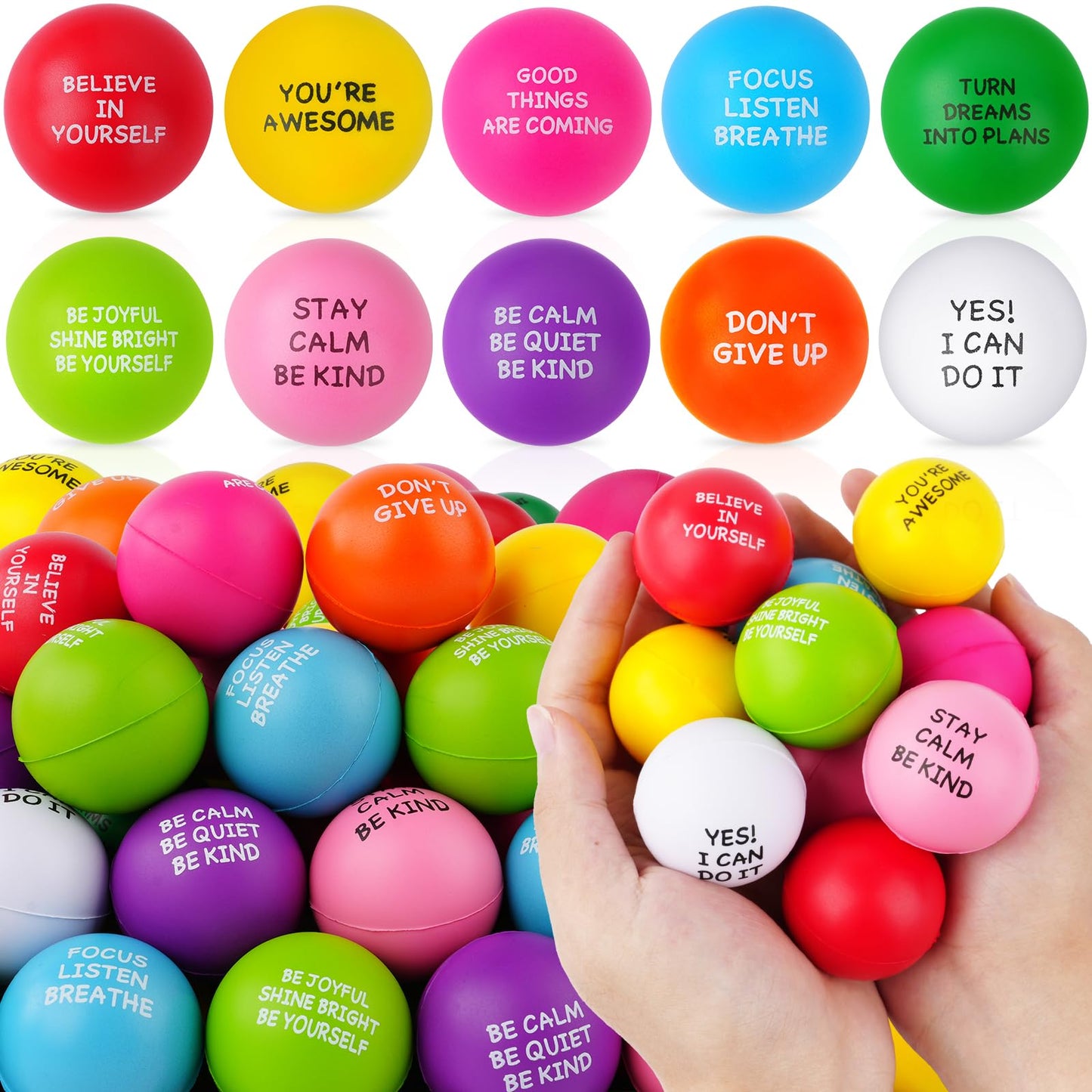 SHQDD Stress Balls – 100-Piece Premium Foam Squeeze Balls for Home, Office & School