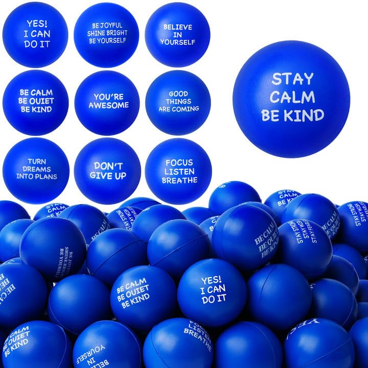 SHQDD 100PCS Motivational Stress Balls – Bulk Foam Squeeze Toys for Adults & Kids