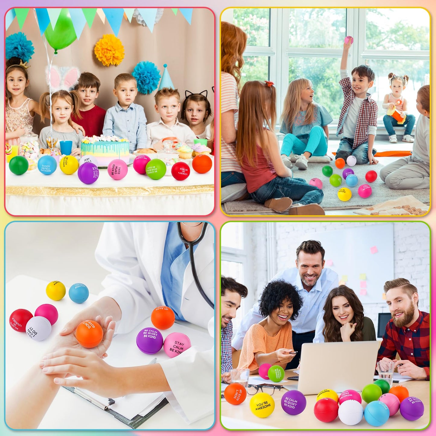 SHQDD Stress Balls – 100-Piece Premium Foam Squeeze Balls for Home, Office & School