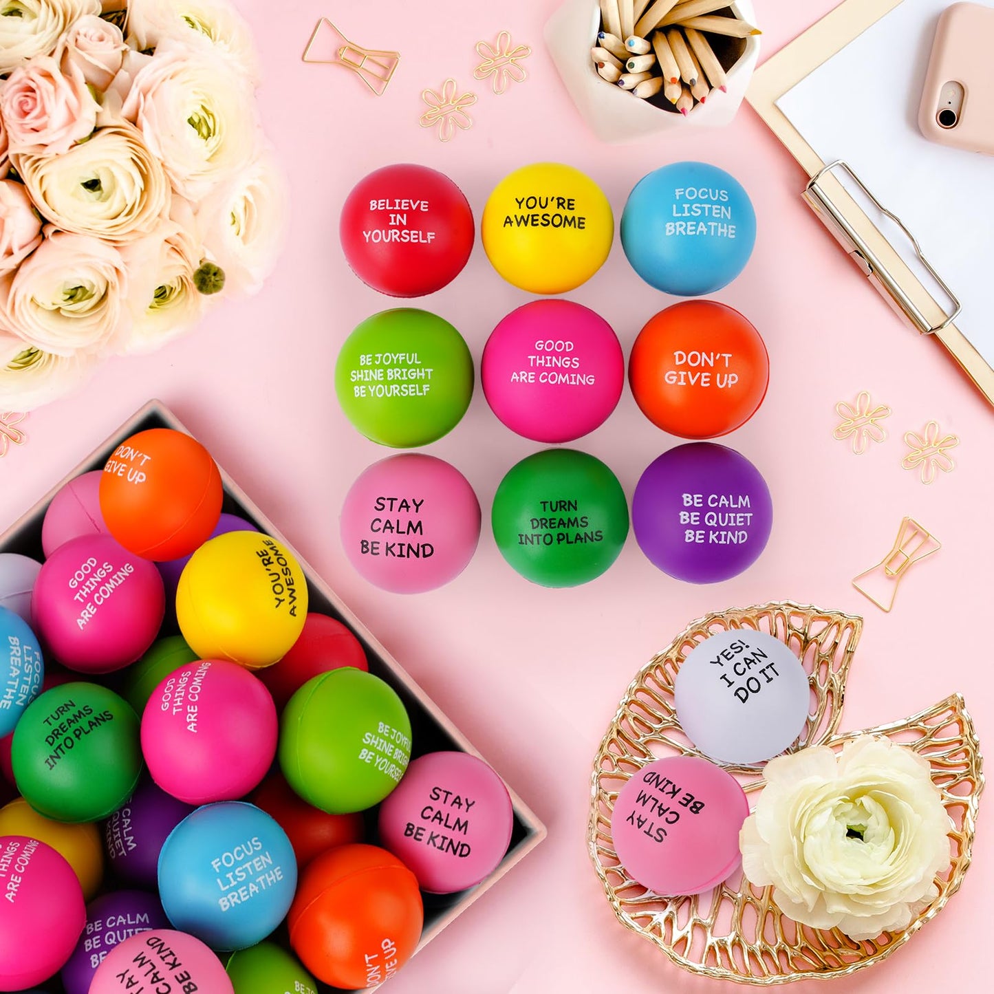 SHQDD Stress Balls – 100-Piece Premium Foam Squeeze Balls for Home, Office & School