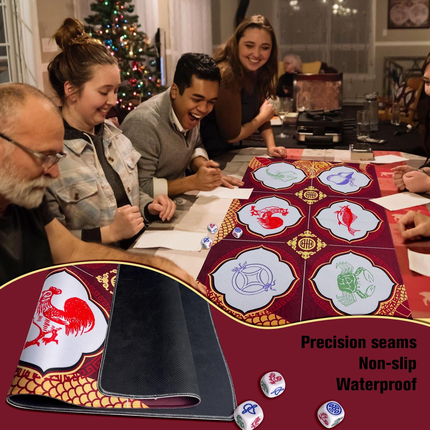 SHSEEN BAU Cua Ca Cop Game Set – Luxury Mat & 6 Dice for Lunar New Year