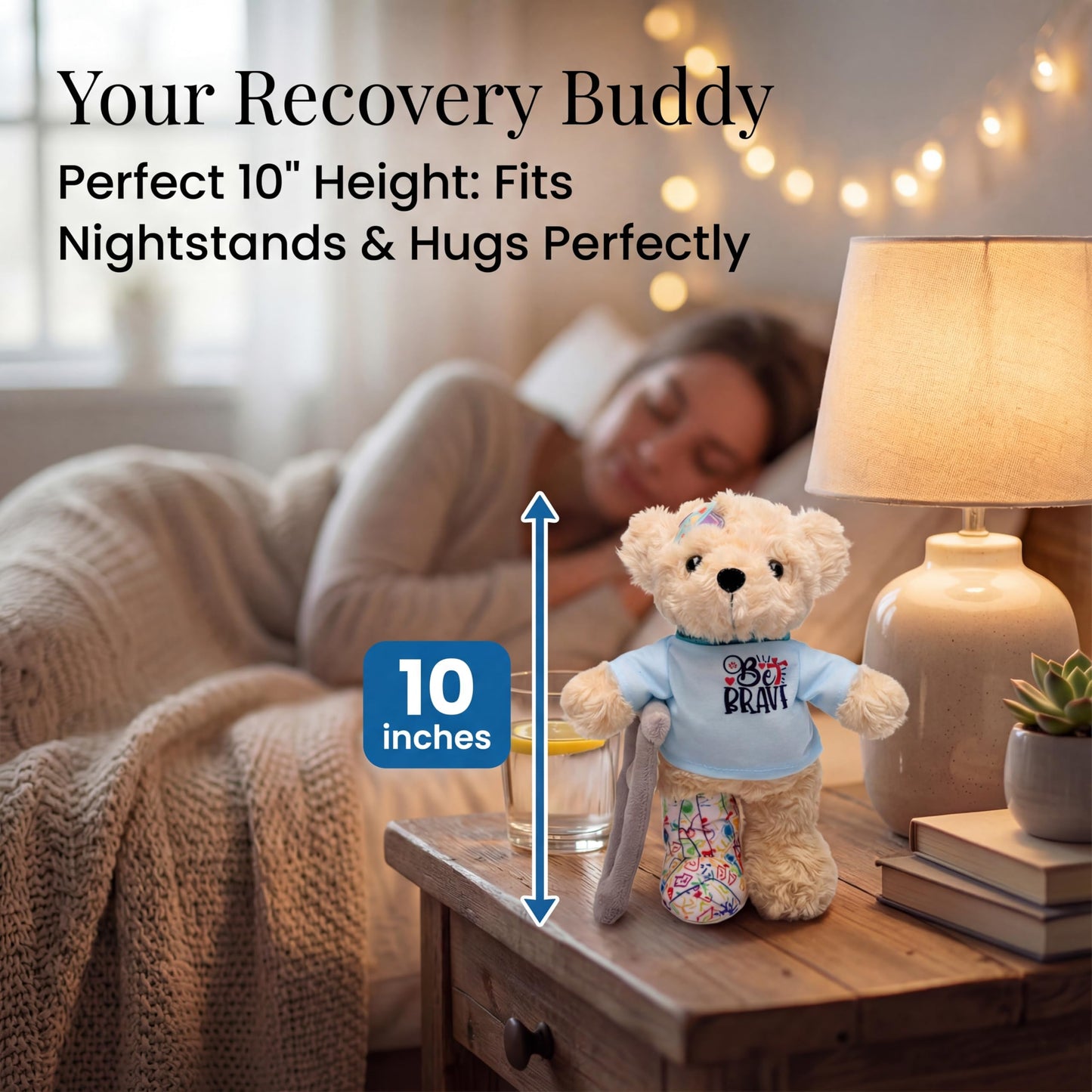 SHSEEN 10-Inch Broken Leg Teddy Bear with Reversible Cast & Crutches | Get Well Gift for Kids