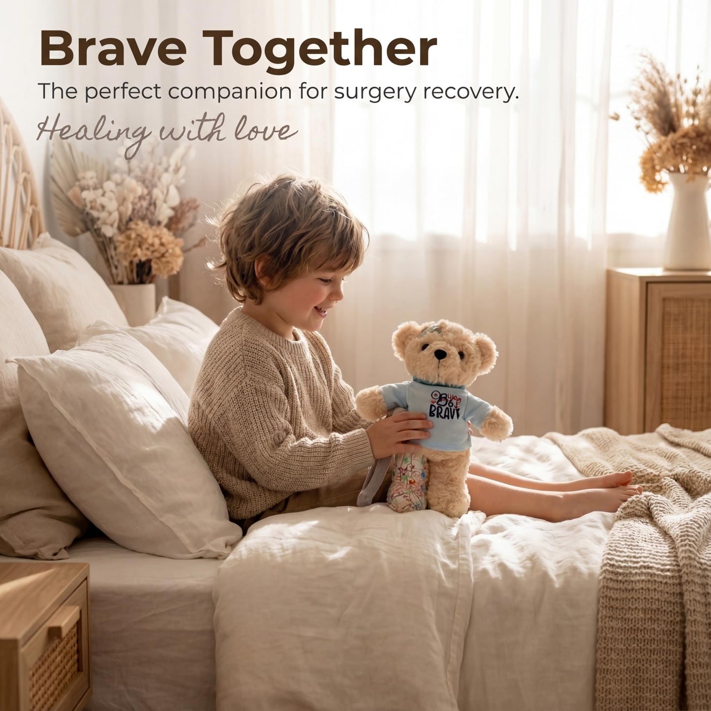 SHSEEN 10-Inch Broken Leg Teddy Bear with Reversible Cast & Crutches | Get Well Gift for Kids