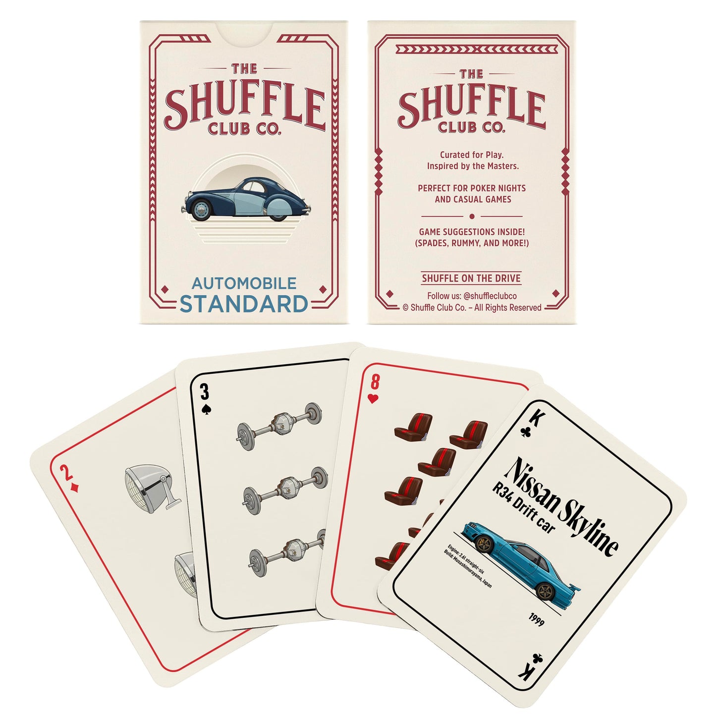 Shuffle Club Auto Playing Cards – Premium Poker Size Deck with Car-Inspired Artwork | Luxury Gift for Car Lovers