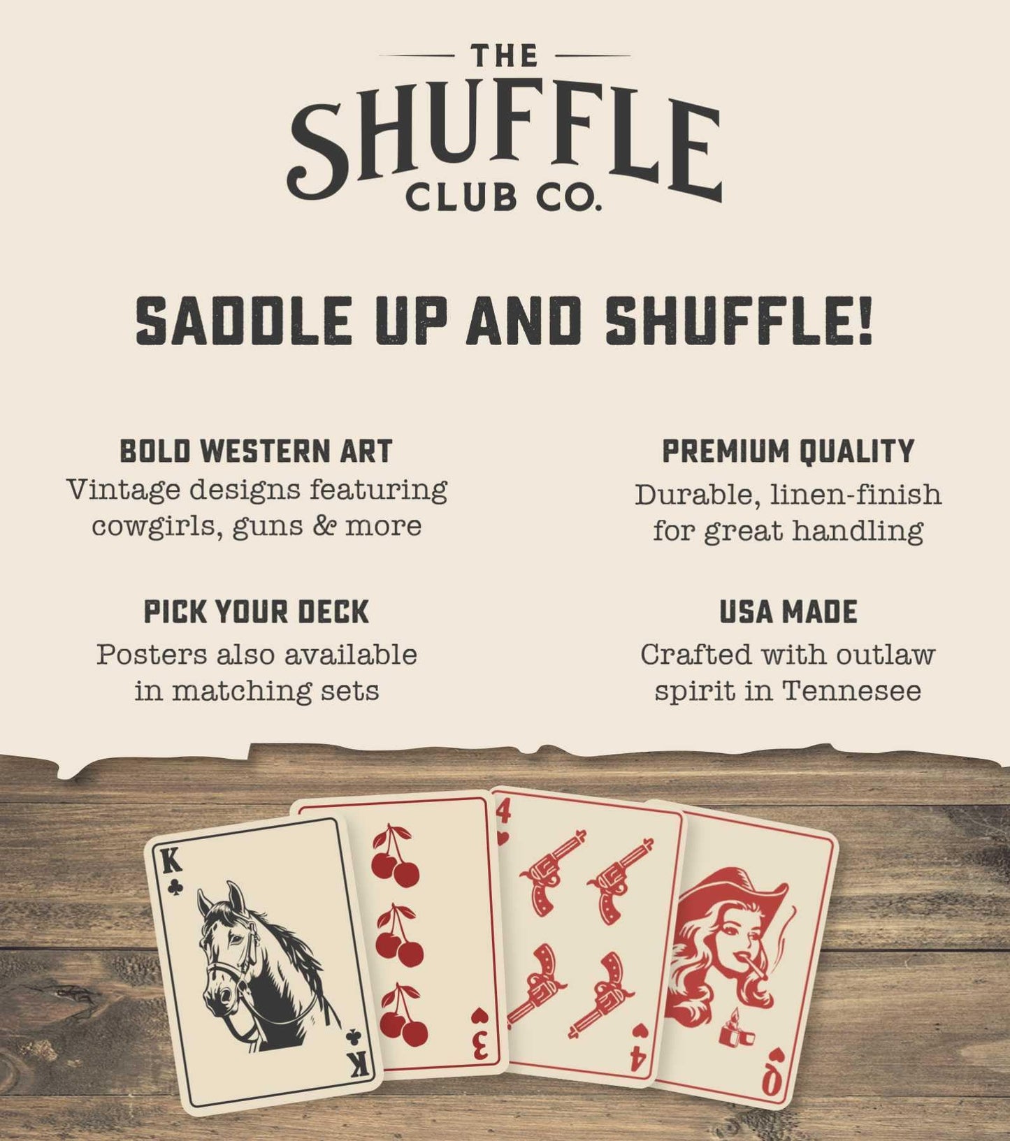 Shuffle Club Western Playing Cards – Premium Poker Deck (Pack of 2)