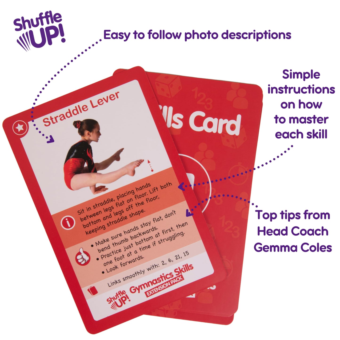 Shuffle Up Gymnastics Games Skills Pack – 22 New Skills Cards for Kids & Family Practice