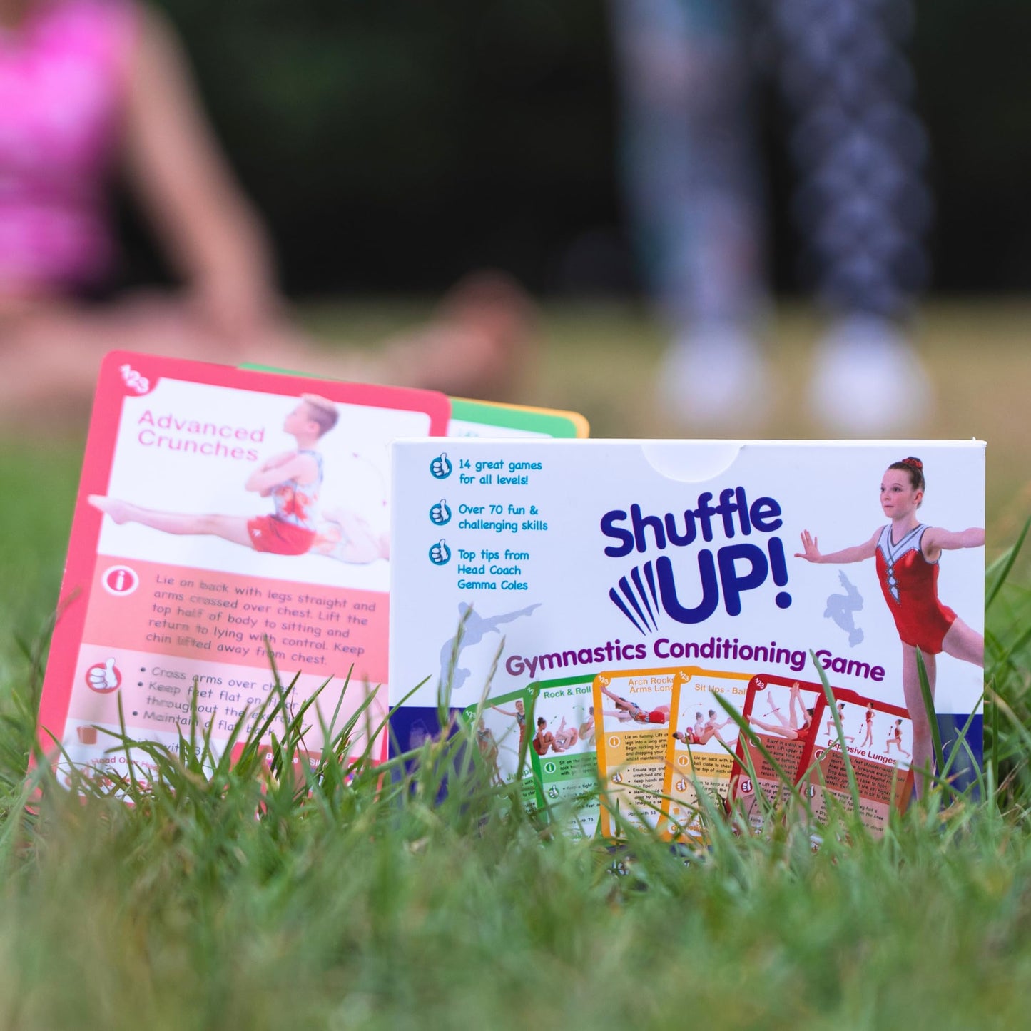 Shuffle Up Gymnastics Card Games – 70+ Active Skills Cards for Kids with 2 Dice | Easy, Fun Fitness Card Set