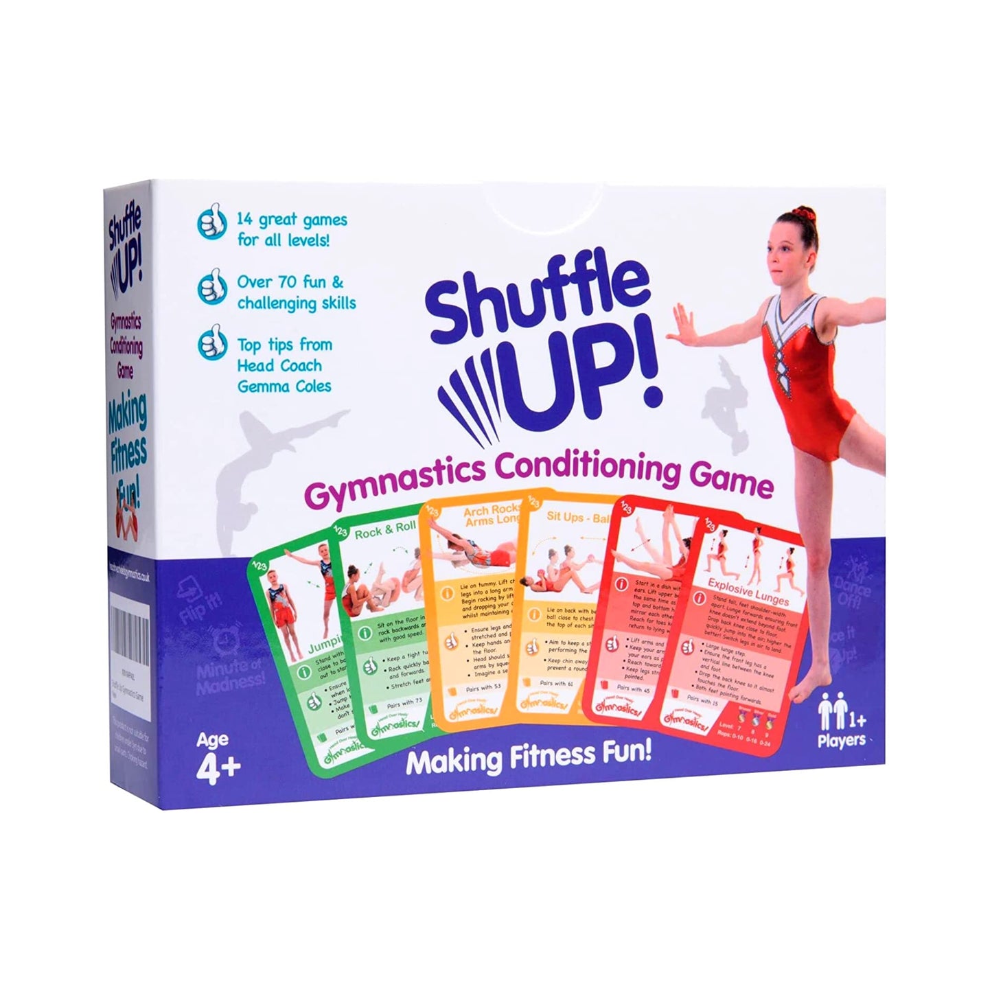 Shuffle Up Gymnastics Card Games – 70+ Active Skills Cards for Kids with 2 Dice | Easy, Fun Fitness Card Set