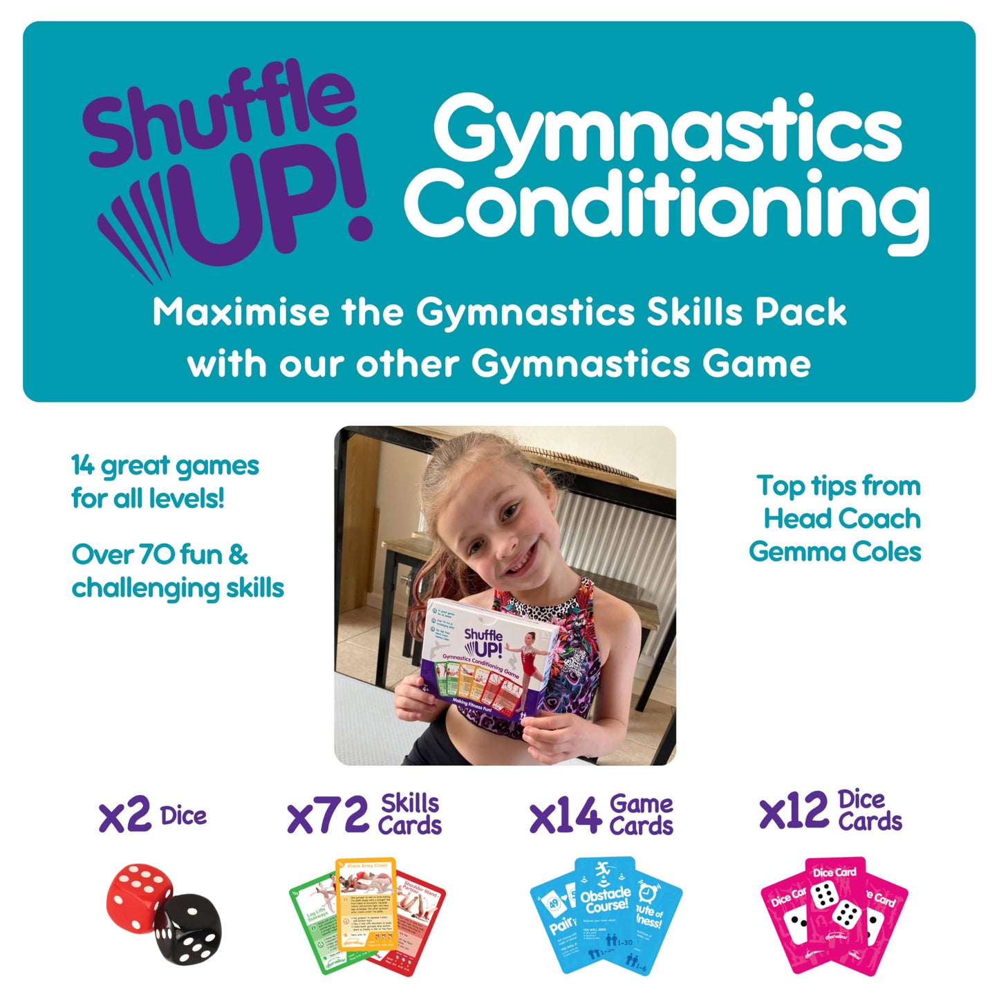Shuffle Up Gymnastics Games Skills Pack – 22 New Skills Cards for Kids & Family Practice