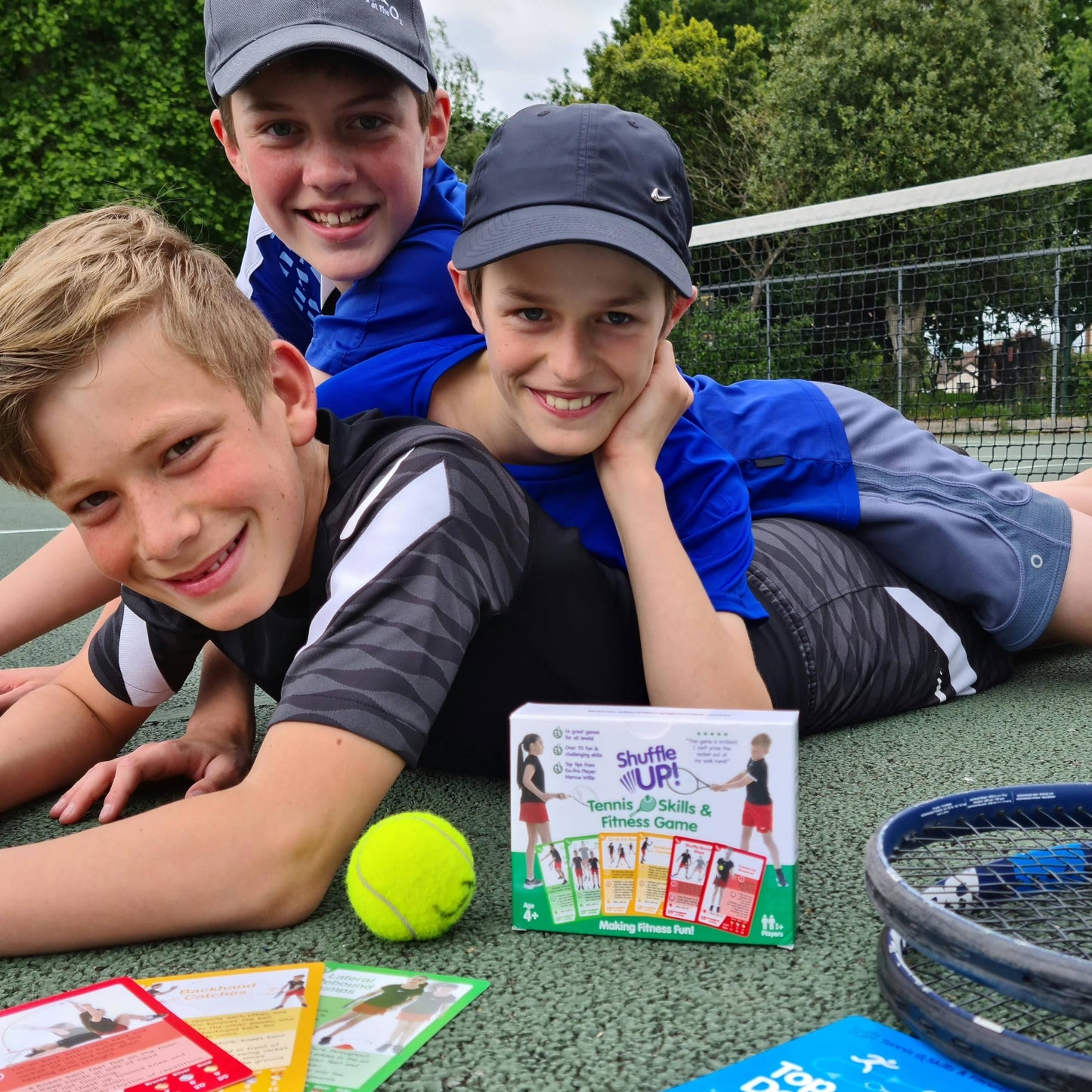 Shuffle Up Tennis Card Games – 70+ Skill Cards, 2 Dice Included, Easy Active Play for Kids