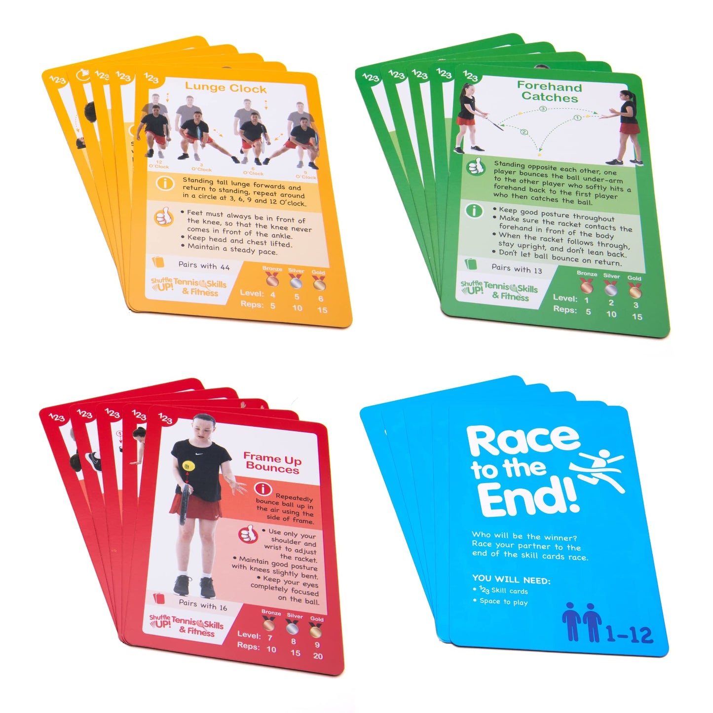 Shuffle Up Tennis Card Games – 70+ Skill Cards, 2 Dice Included, Easy Active Play for Kids