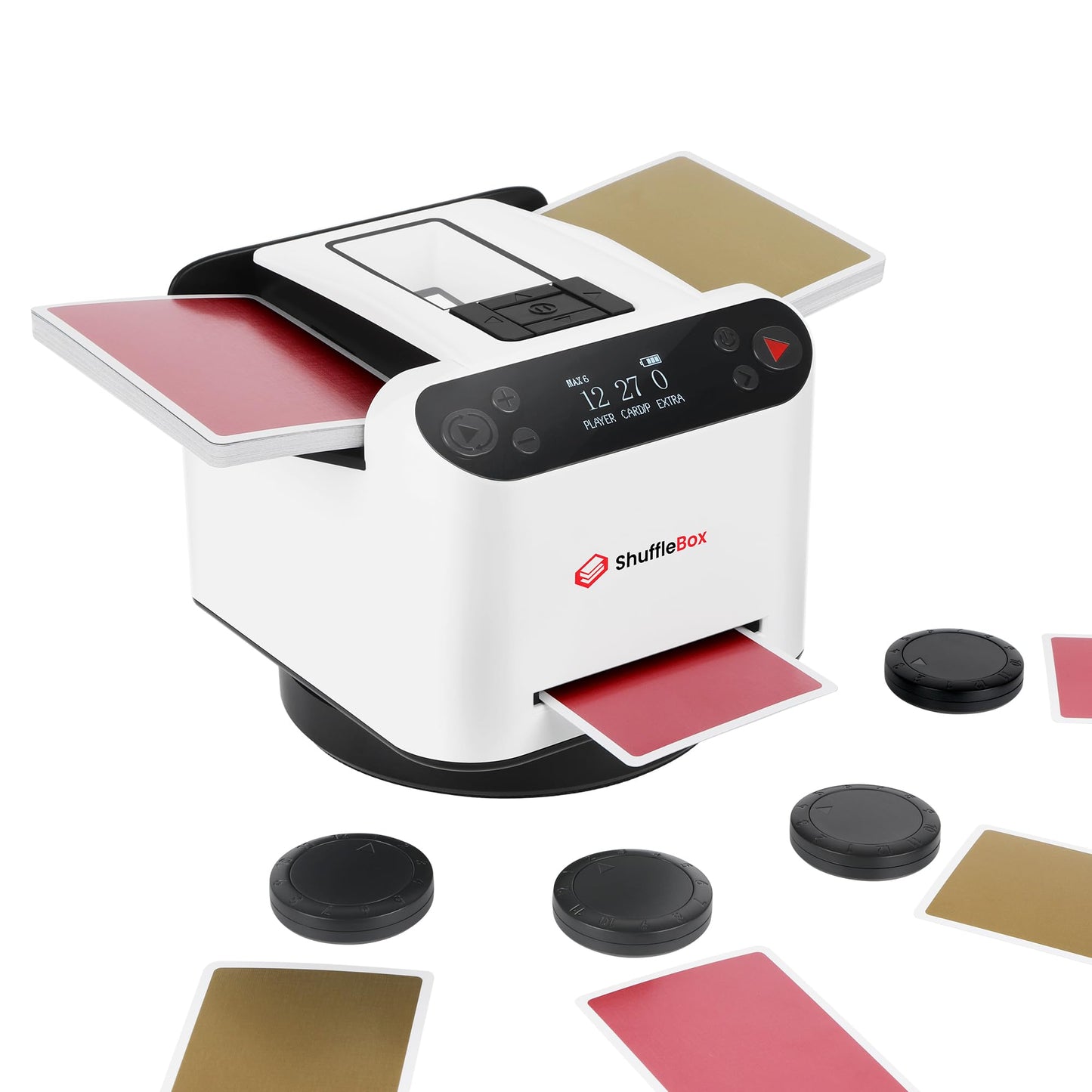 ShuffleBox G1 Pro 2025 – Automatic Card Shuffler & 12-Player Dealer (Ultra Quiet, Rechargeable)