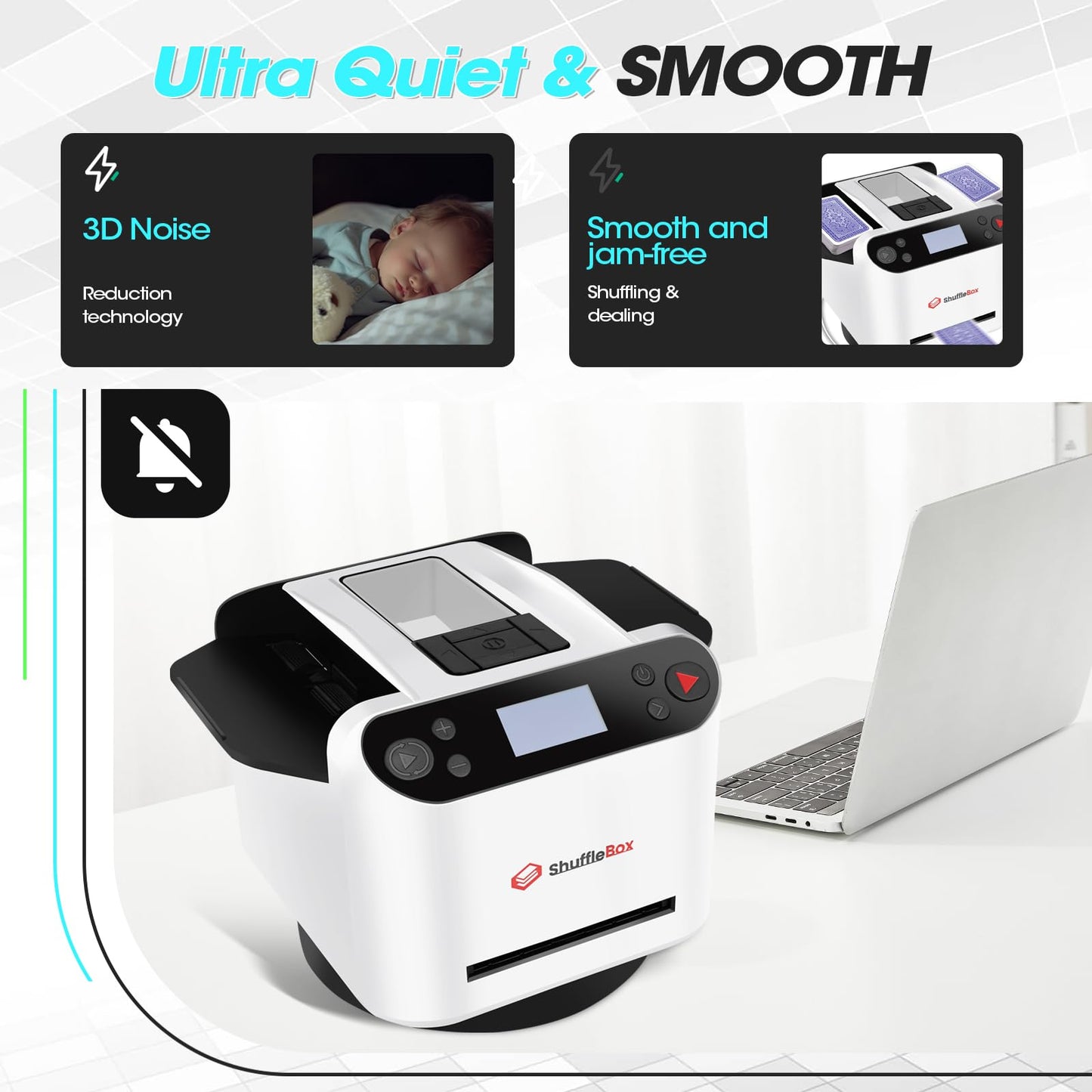 ShuffleBox G1 Pro 2025 – Automatic Card Shuffler & 12-Player Dealer (Ultra Quiet, Rechargeable)
